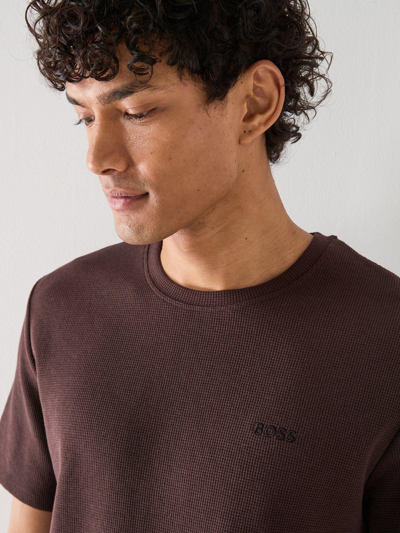 Image 4 of 4 of BOSS Regular Fit Waffle Loungewear T-Shirt - Brown