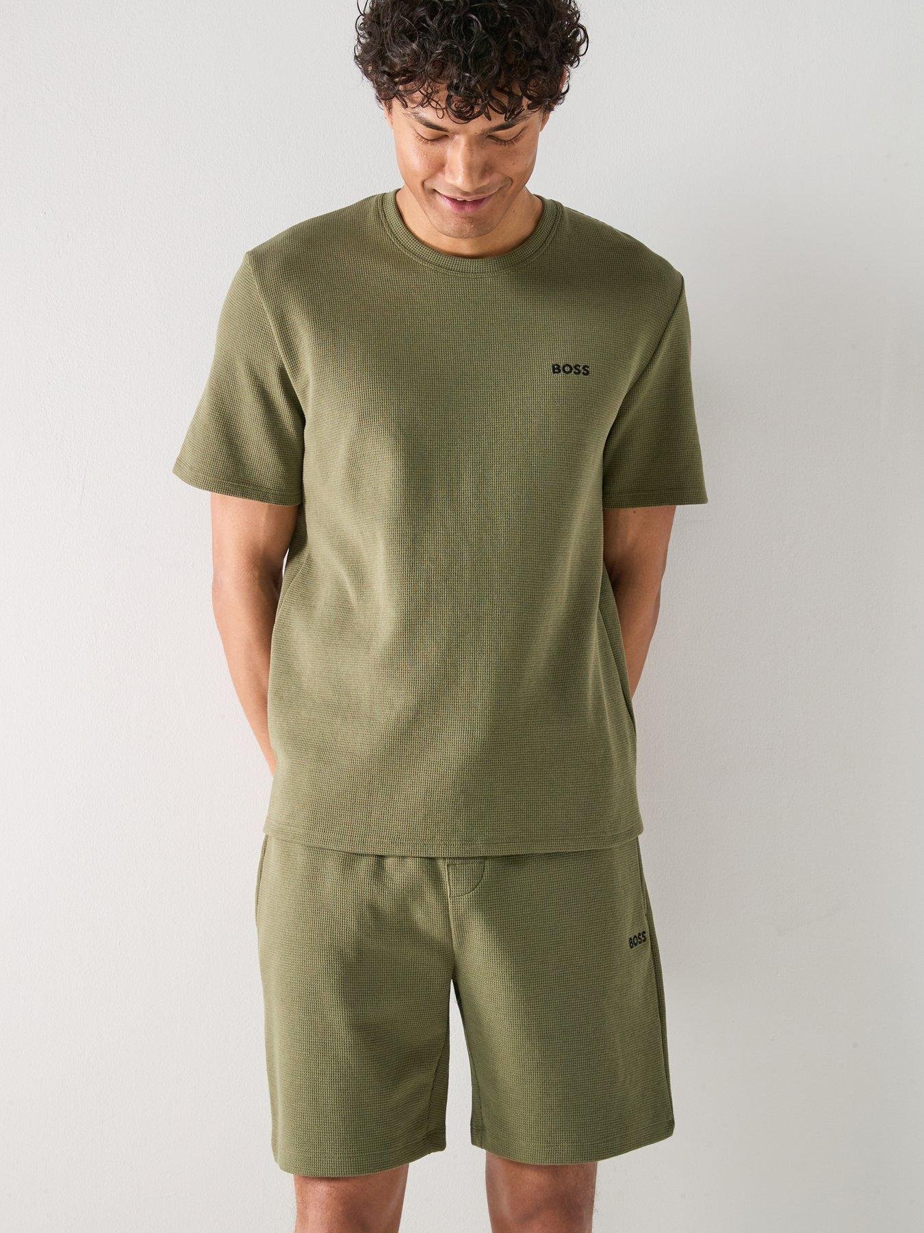 BOSS Regular Fit Waffle Loungewear T-Shirt - Green