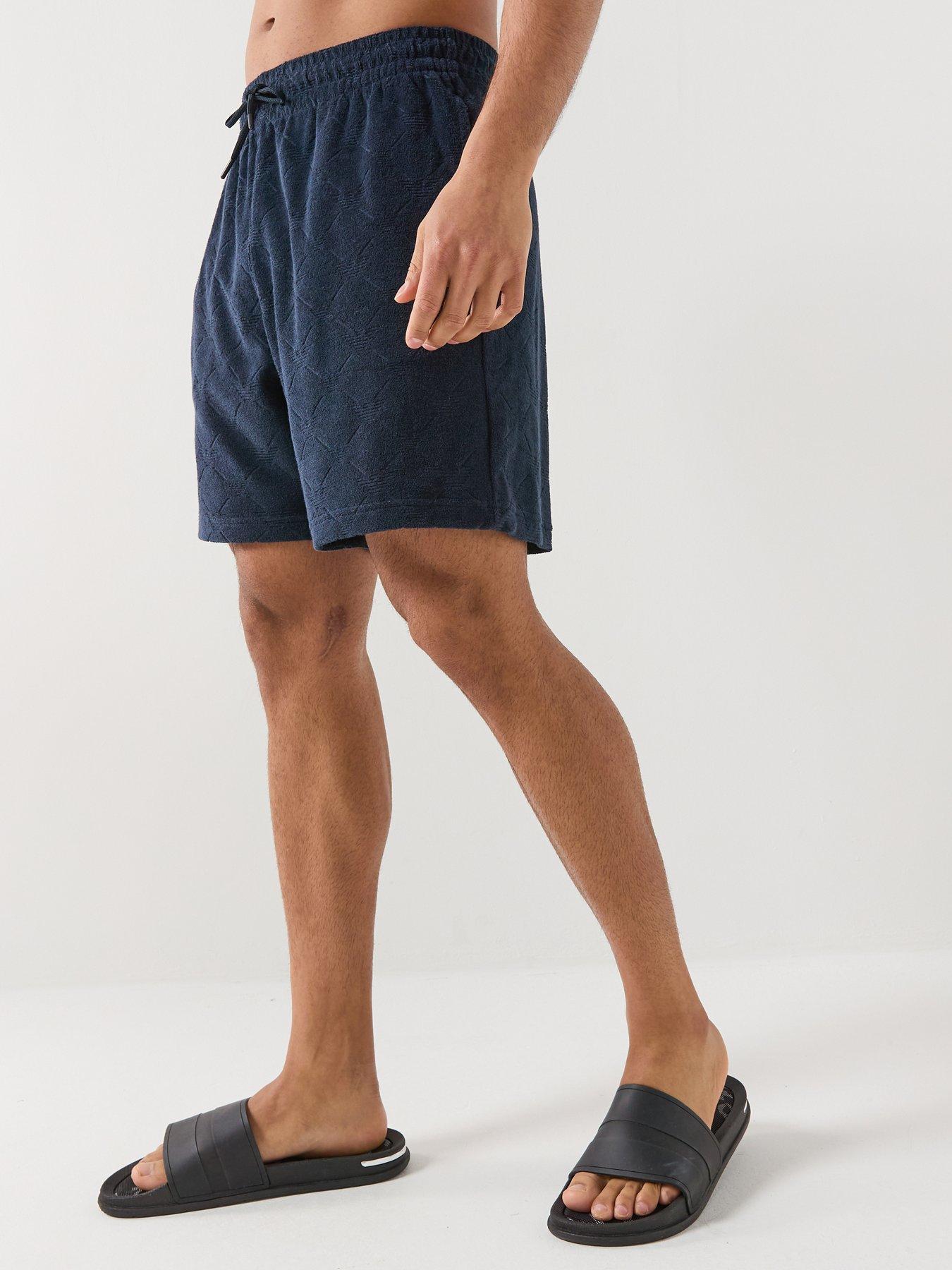 Emporio Armani Bodywear Allover Tonal Logo Shorts - Dark Blue