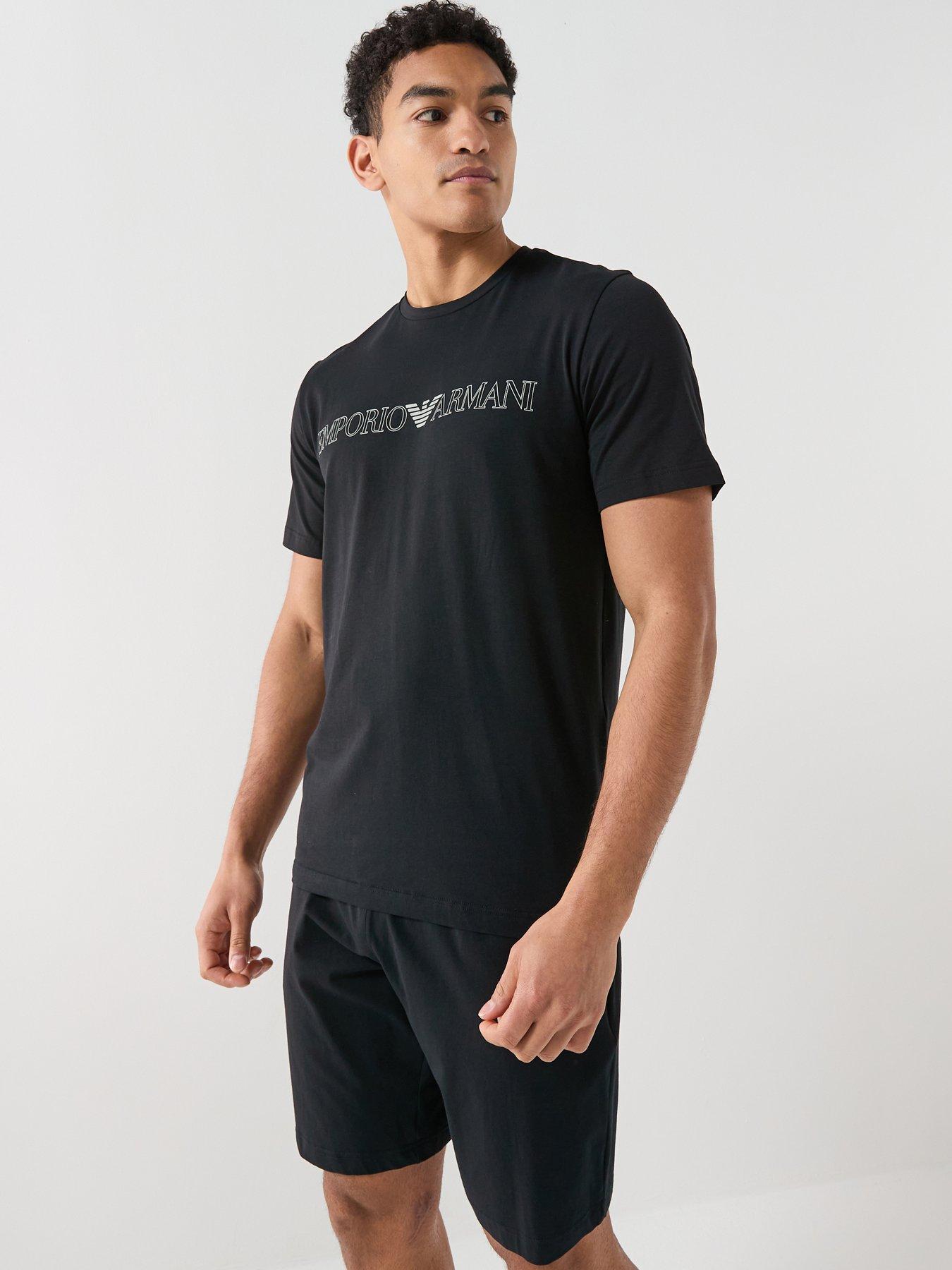 Image 1 of 6 of Emporio Armani Bodywear Megalogo Shortie Pyjama Set - Black
