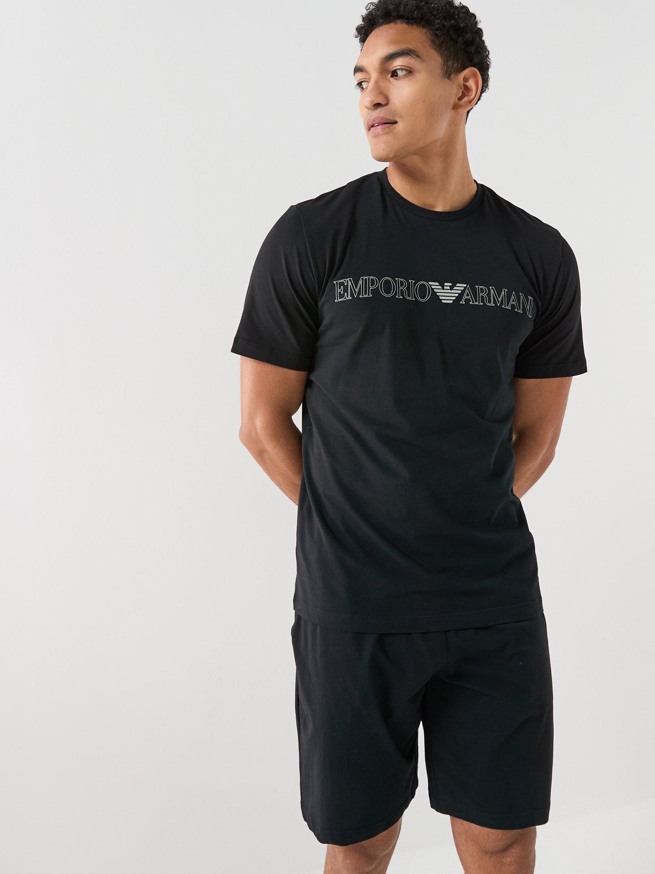 Image 6 of 6 of Emporio Armani Bodywear Megalogo Shortie Pyjama Set - Black