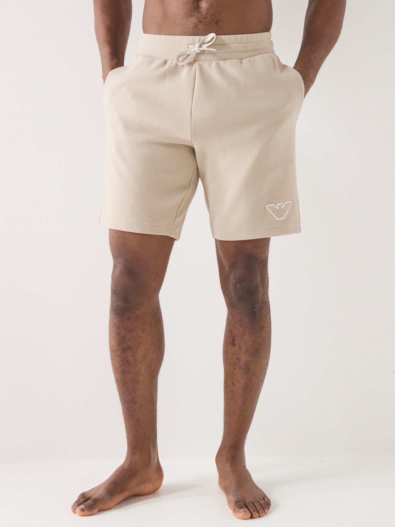 Emporio Armani Bodywear Eagle Patch Jersey Loungewear Shorts - Beige