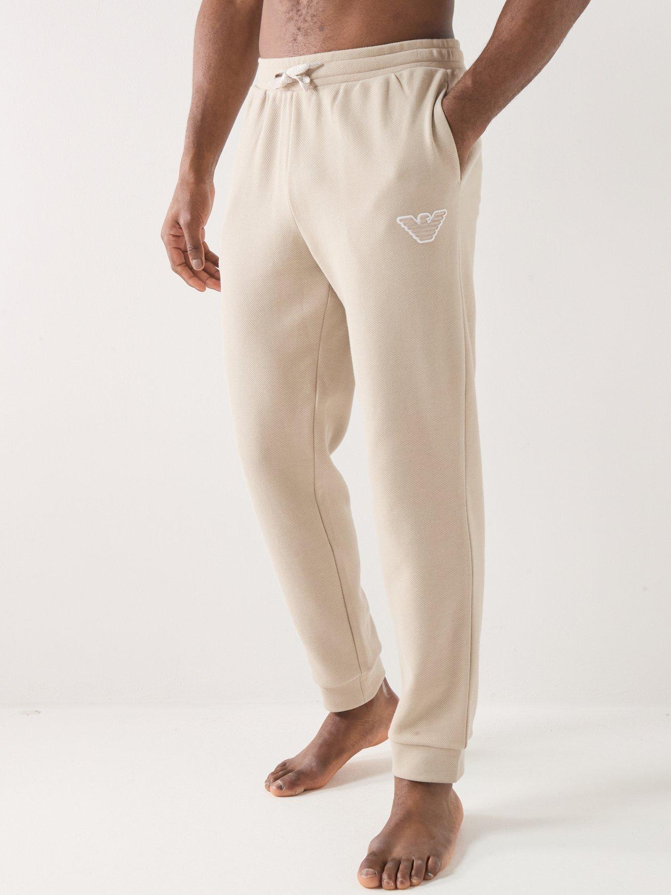 Emporio Armani Bodywear Eagle Patch Cuffed Loungewear Pants - Beige