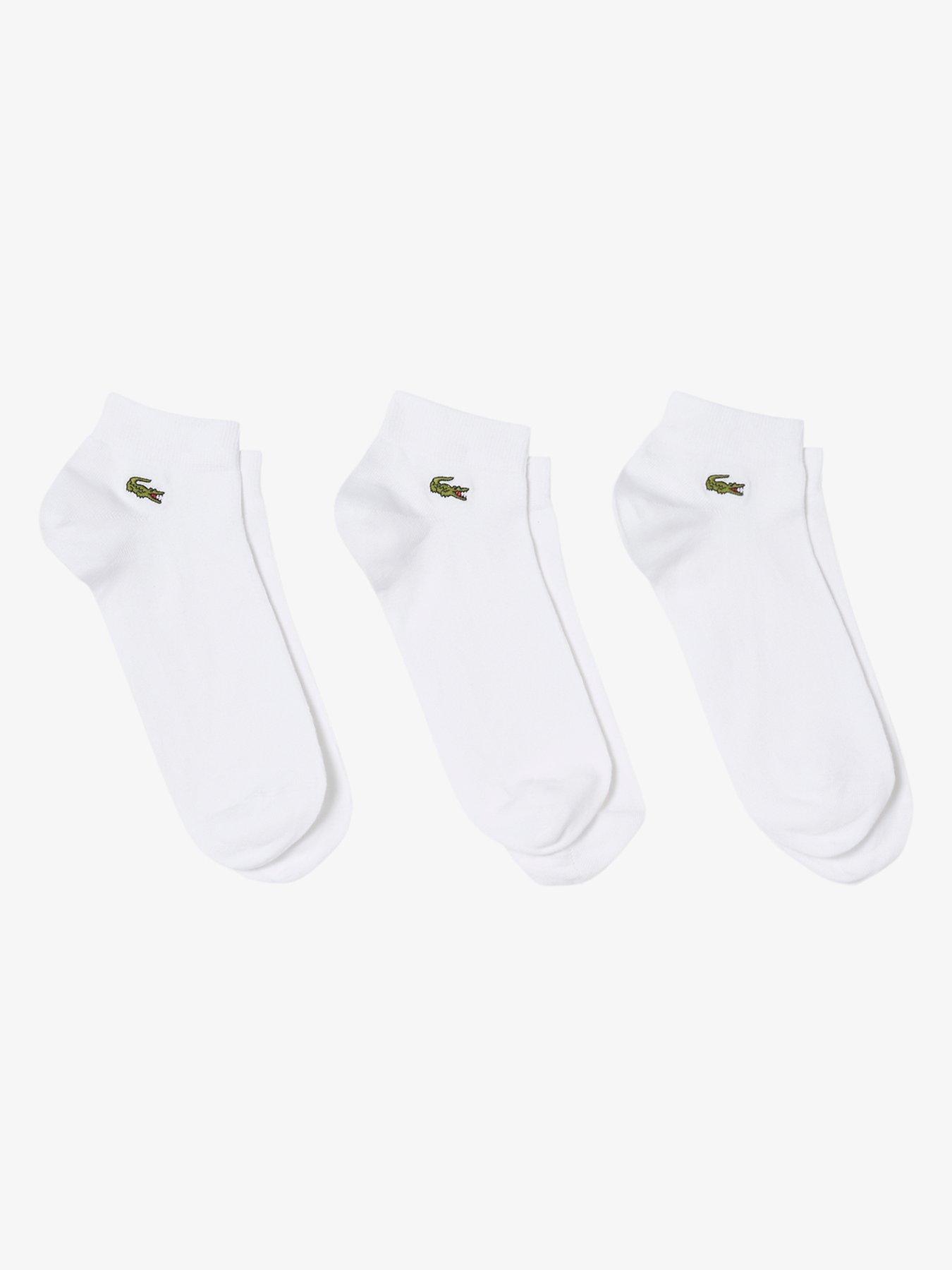 Lacoste 3-Pack Ankle Socks, White, Size 43-46, Men