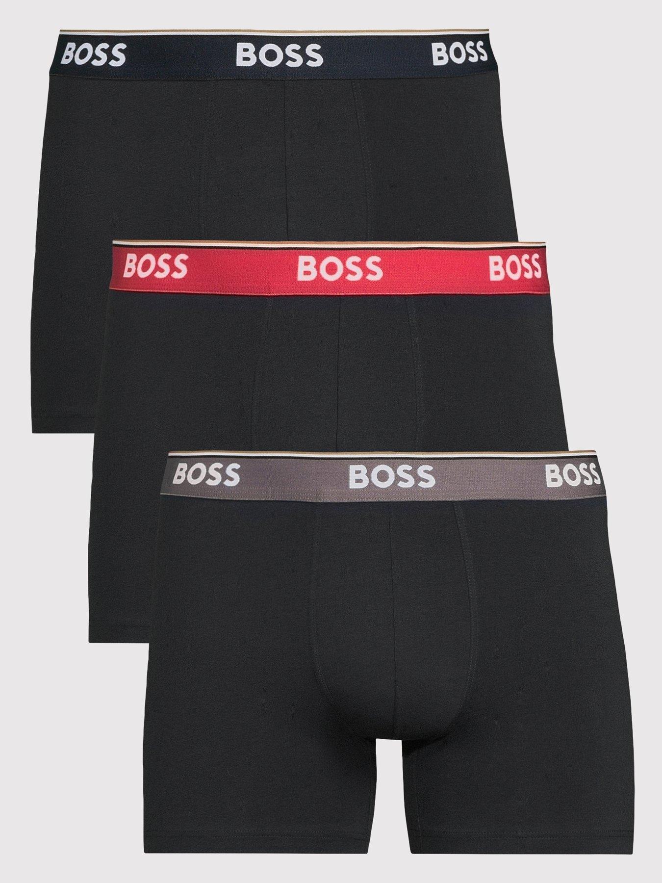 BOSS 3 Pack Power Boxer Briefs, Blue, Size S, Men