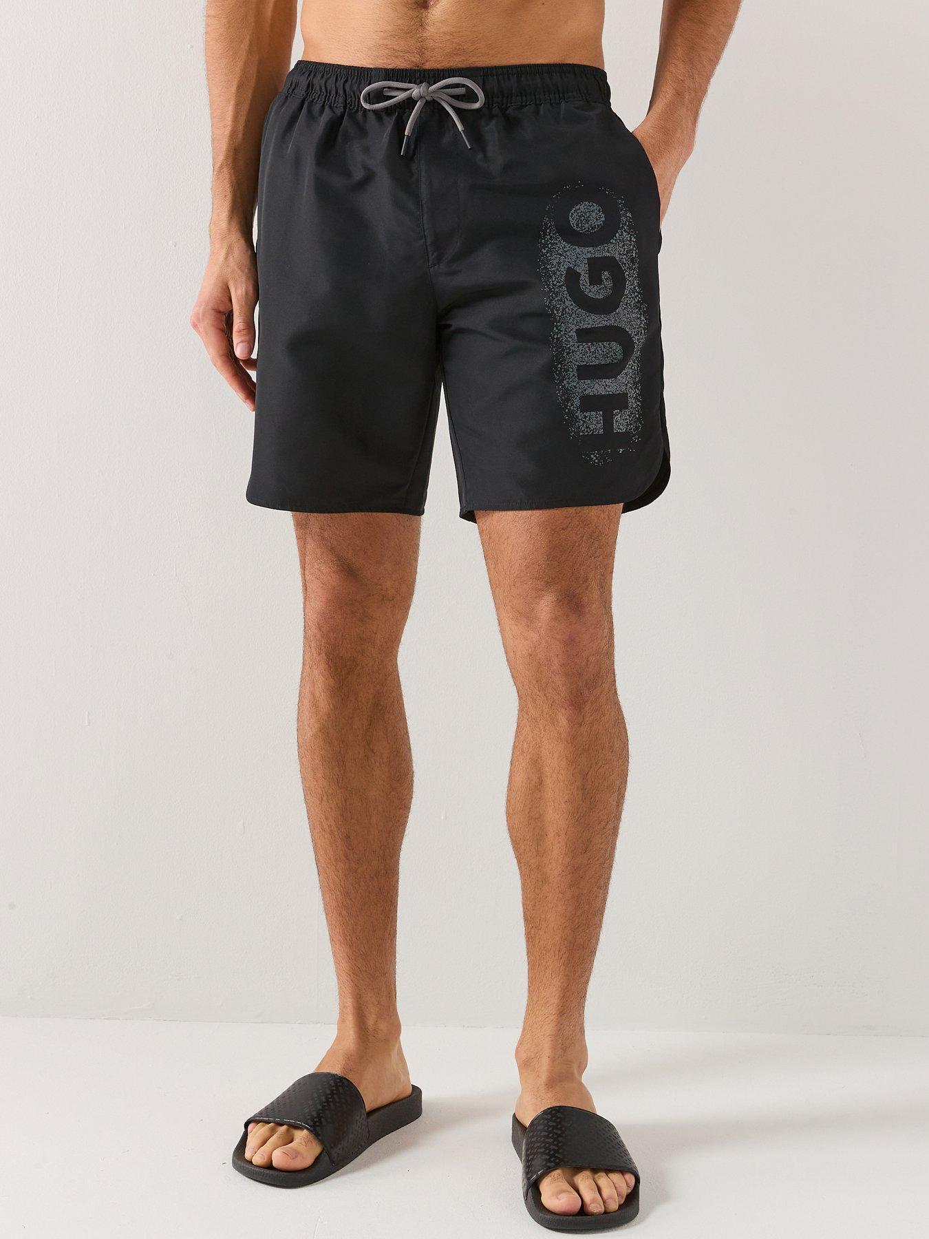 Image 1 of 4 of HUGO Spray Logo Swim Shorts - Black