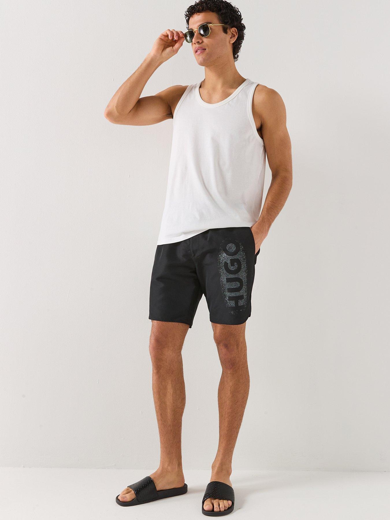 Image 3 of 4 of HUGO Spray Logo Swim Shorts - Black