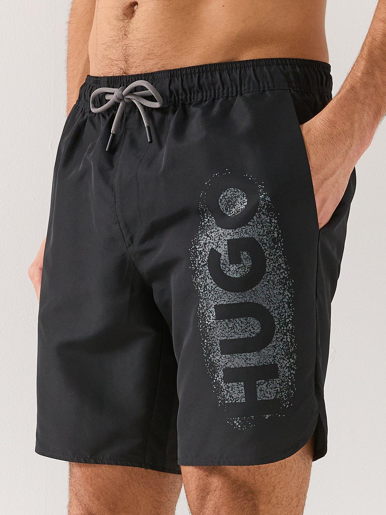 Image 4 of 4 of HUGO Spray Logo Swim Shorts - Black