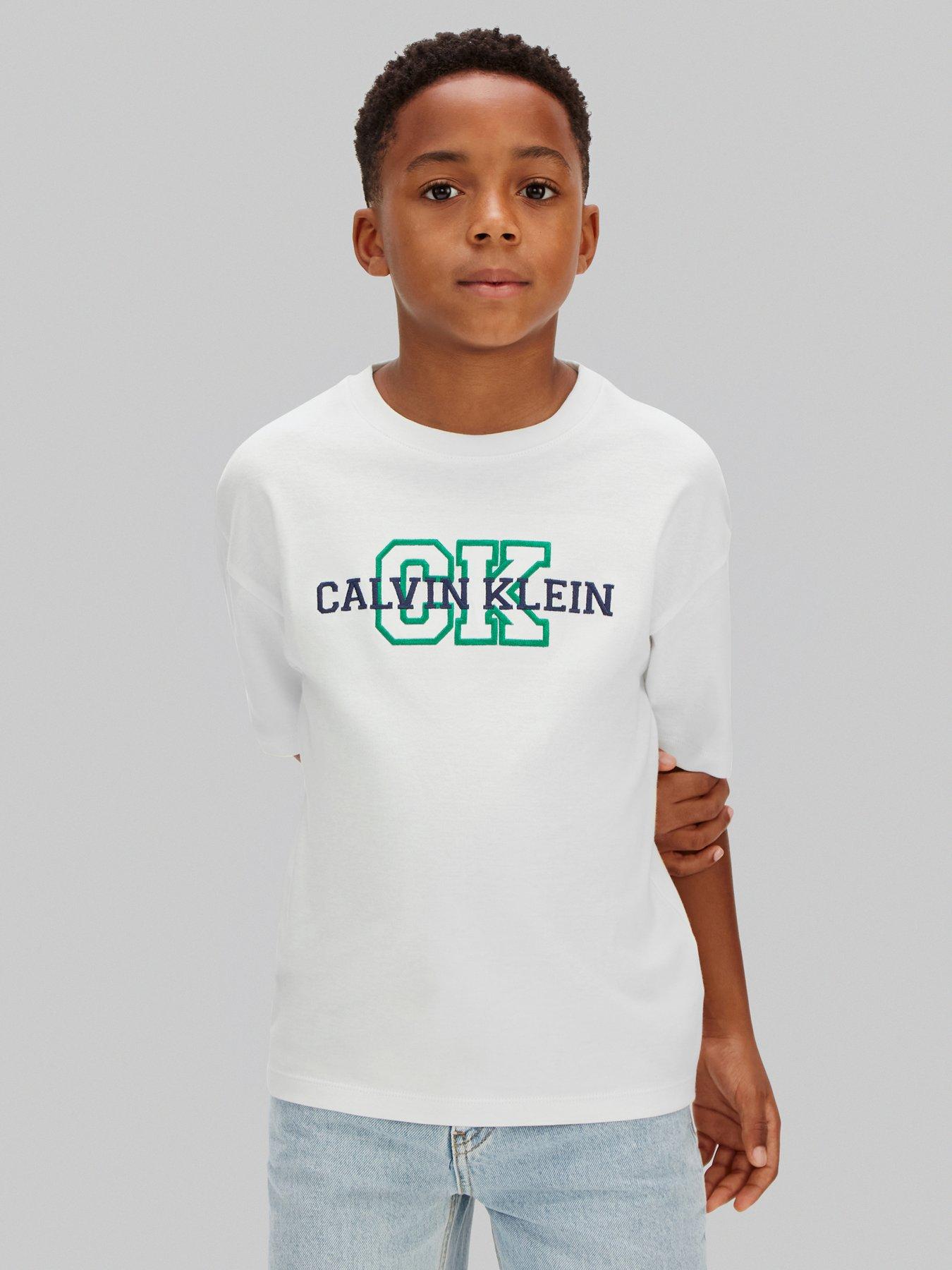 Calvin Klein Jeans Boys Varsity Logo Short Sleeve T-Shirt - White
