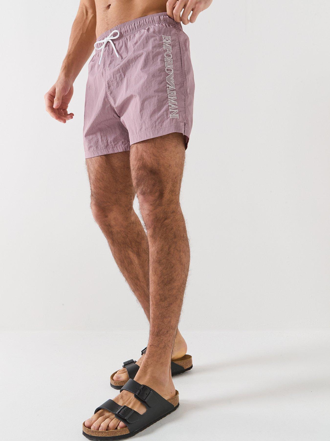 Image 1 of 5 of Emporio Armani Bodywear Embroidered Logo Swim Short - Dark Pink