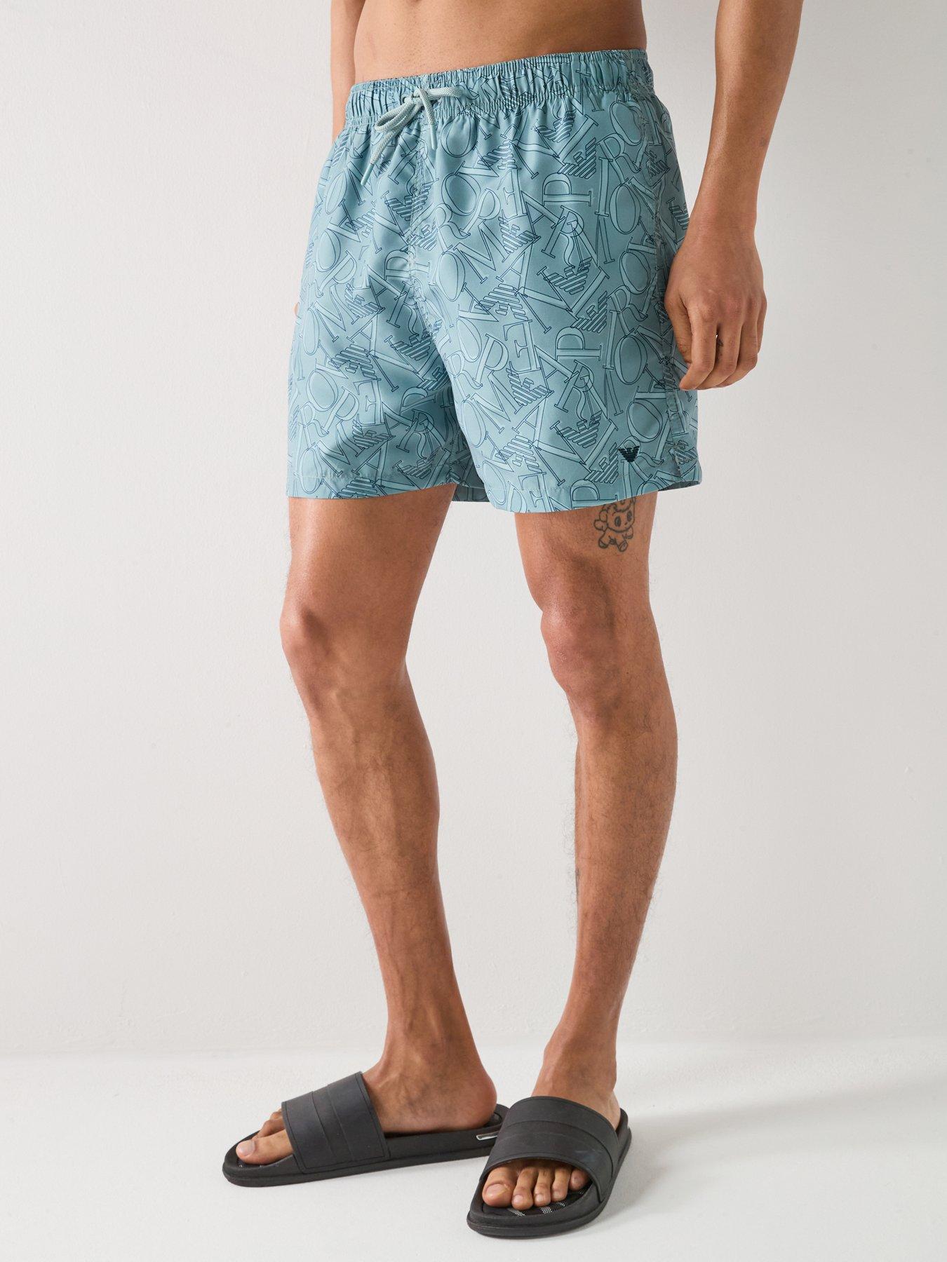 Emporio Armani Bodywear Allover Logo Swimshort - Light Blue