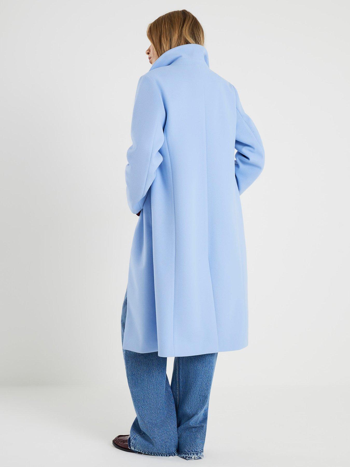 Image 2 of 4 of River Island Single Breasted Longline Coat - Blue