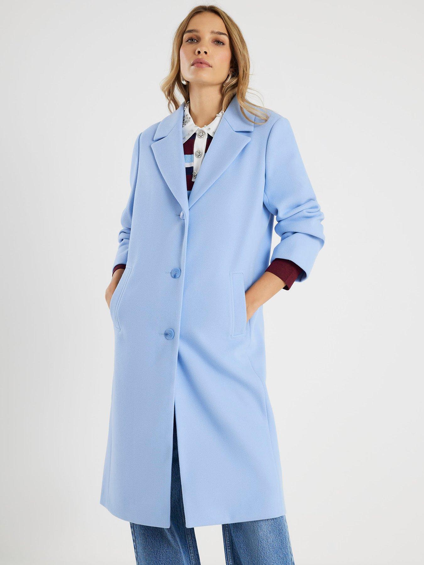 Image 3 of 4 of River Island Single Breasted Longline Coat - Blue