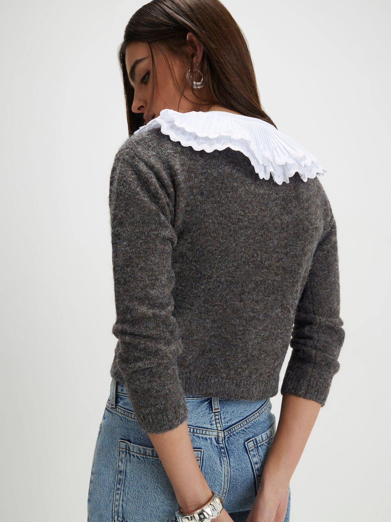 Image 2 of 4 of River Island Dandy Collar Cardi - Grey