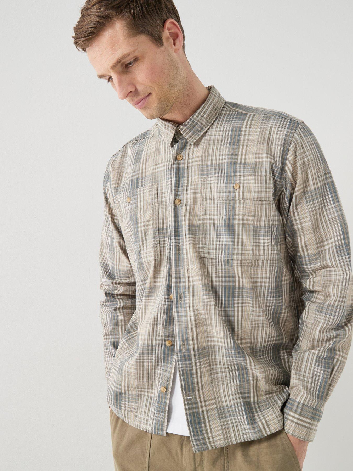 Barbour Maxwell Checked Patch Relaxed Fit Shirt - Khaki