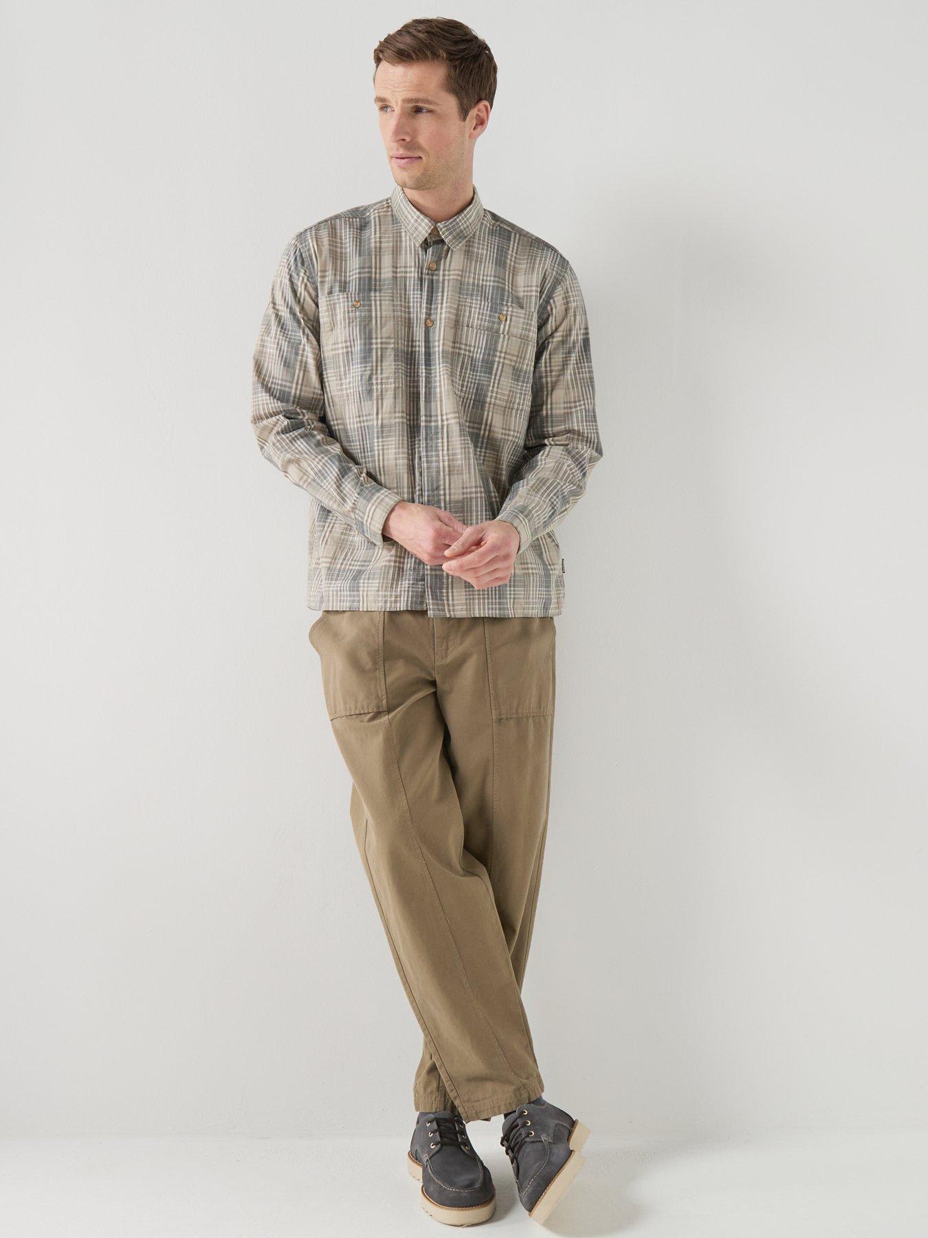 Image 3 of 6 of Barbour Barbour Maxwell Checked Patch Relaxed Fit Shirt - Khaki