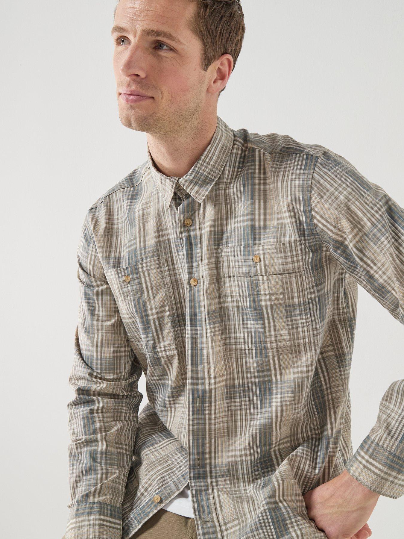 Image 4 of 6 of Barbour Barbour Maxwell Checked Patch Relaxed Fit Shirt - Khaki
