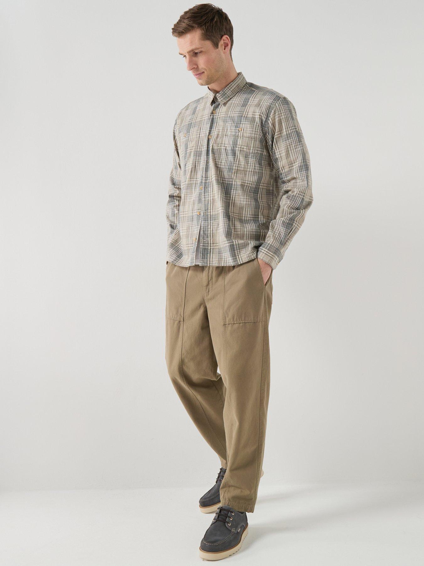 Image 6 of 6 of Barbour Barbour Maxwell Checked Patch Relaxed Fit Shirt - Khaki