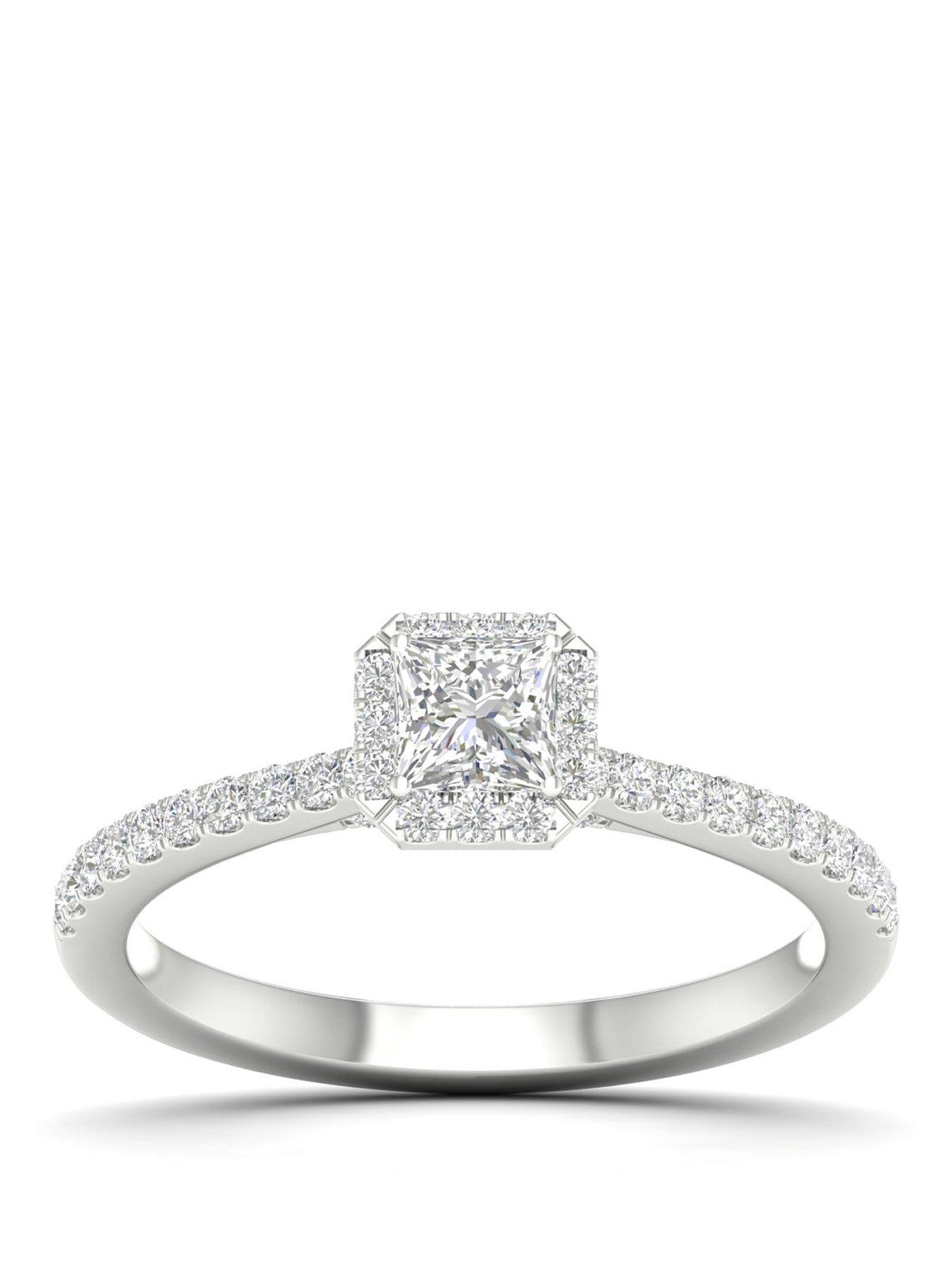 Ernest Jones Engagement Ring 18Ct Gold  &  Platinum Solitaire 050Ct Diamond Ring - White