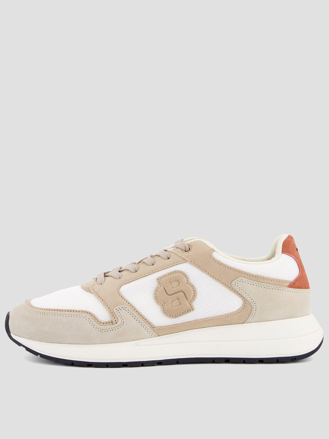 BOSS Vinston Runn Bb Logo Suede Mix Trainers - Light Beige