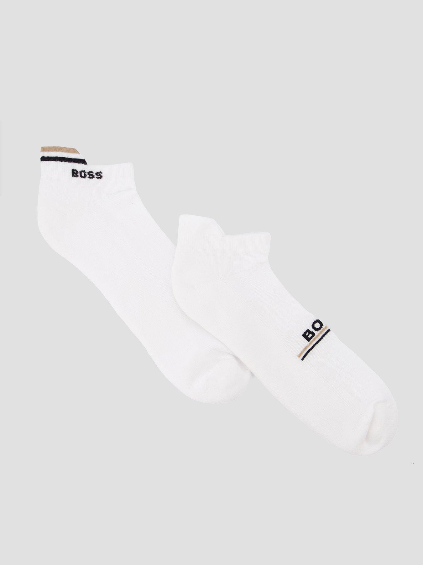 BOSS 2 Pack Iconic Short Crew Socks - White