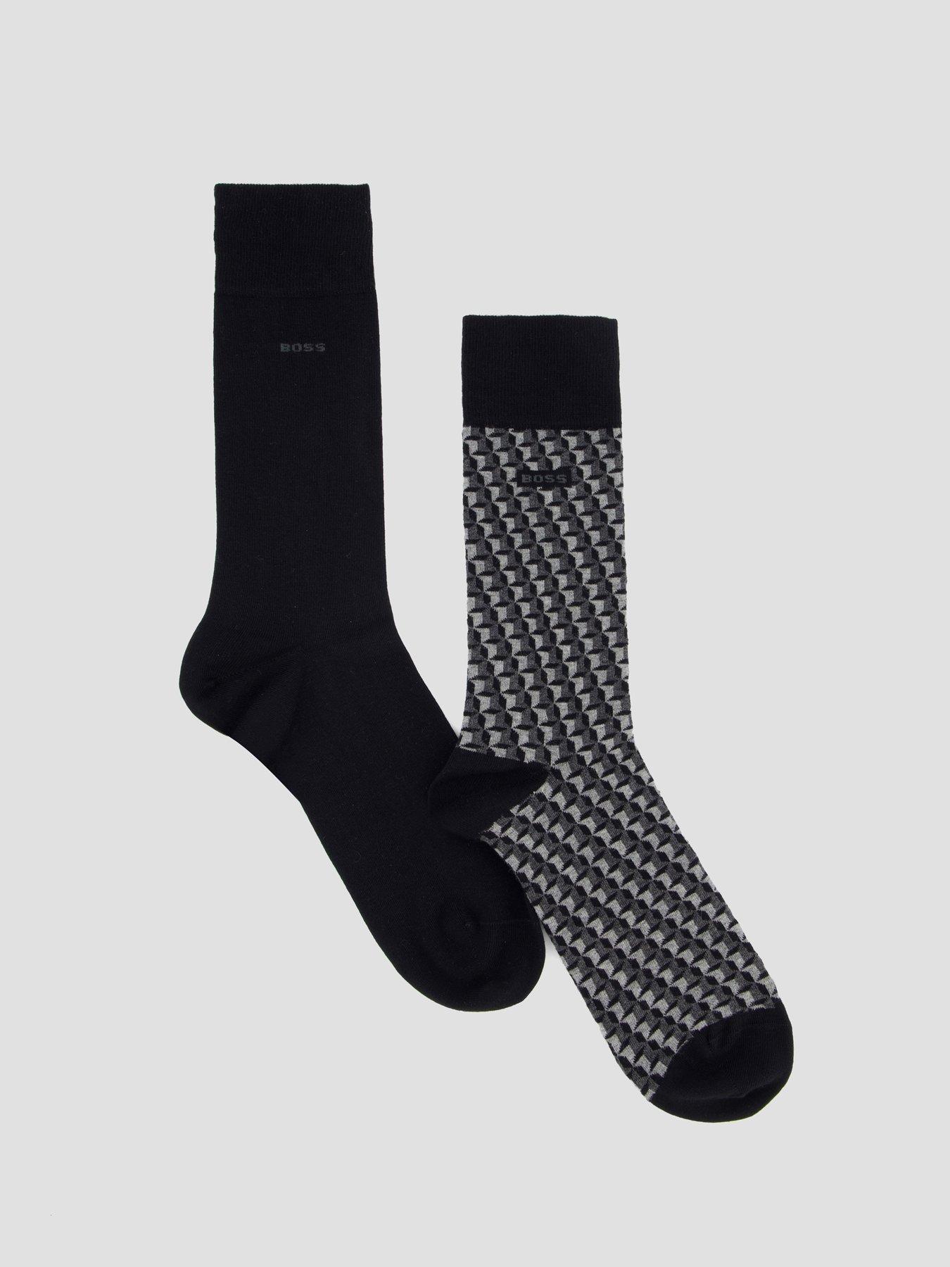 BOSS 2 Pack Ministar Pattern Crew Socks - Black