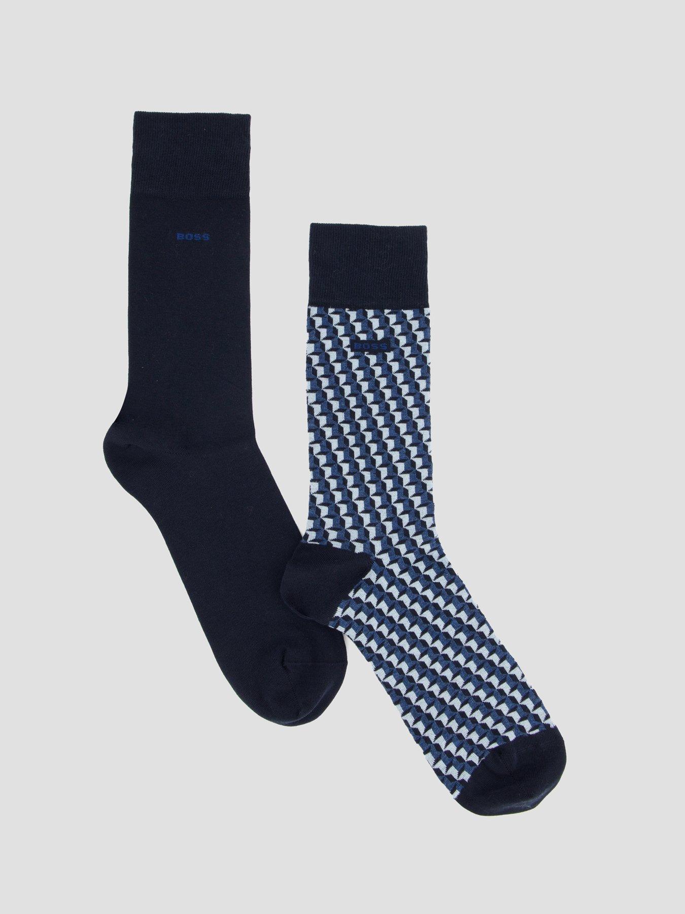 BOSS: 2 Pack Ministar Pattern Crew Socks - Navy