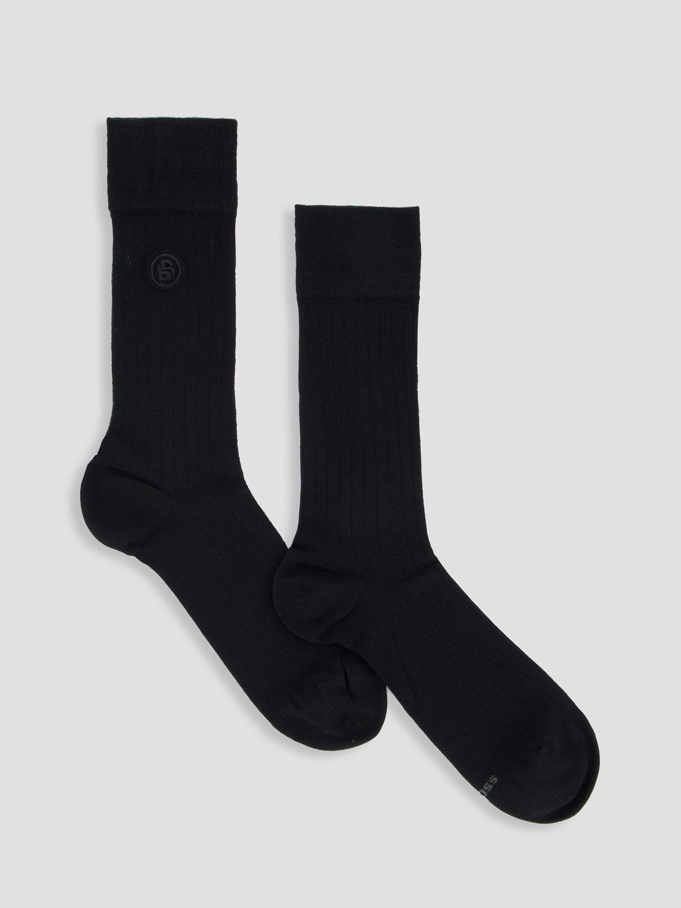 BOSS: 2 Pack Bb Logo Soft Touch Crew Socks - Black