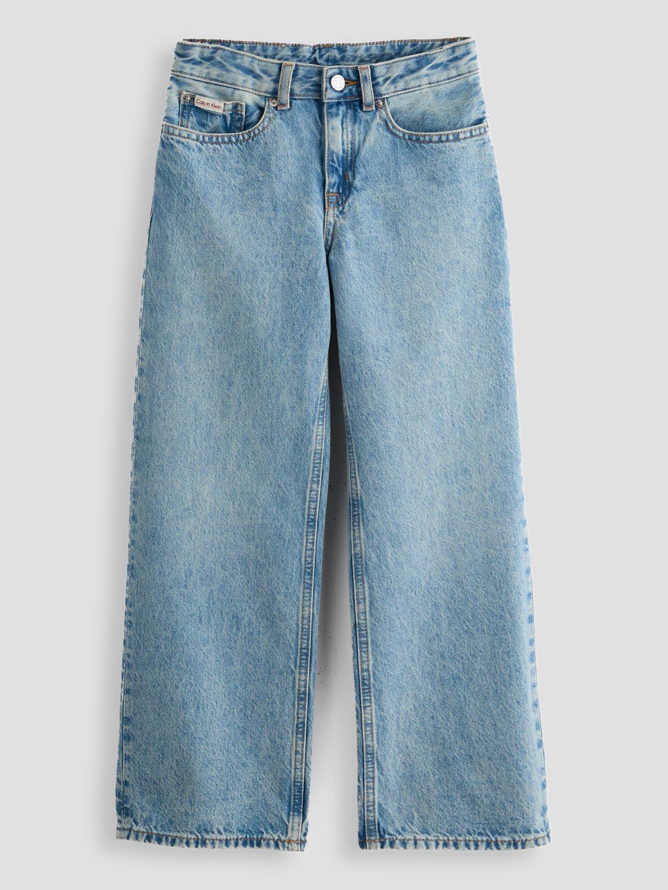 Calvin Klein Jeans Girls Wide Leg Jeans - Blue