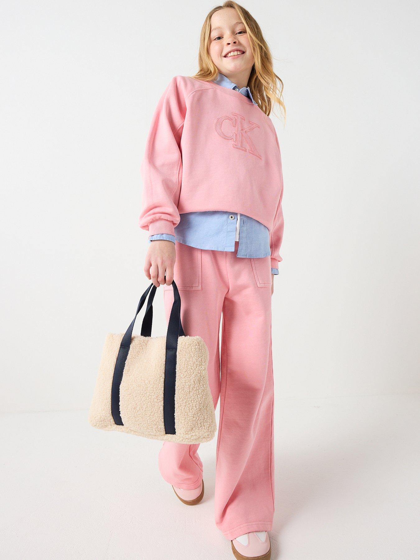 Calvin Klein Jeans Girls CK Wide Leg Joggers - Pink