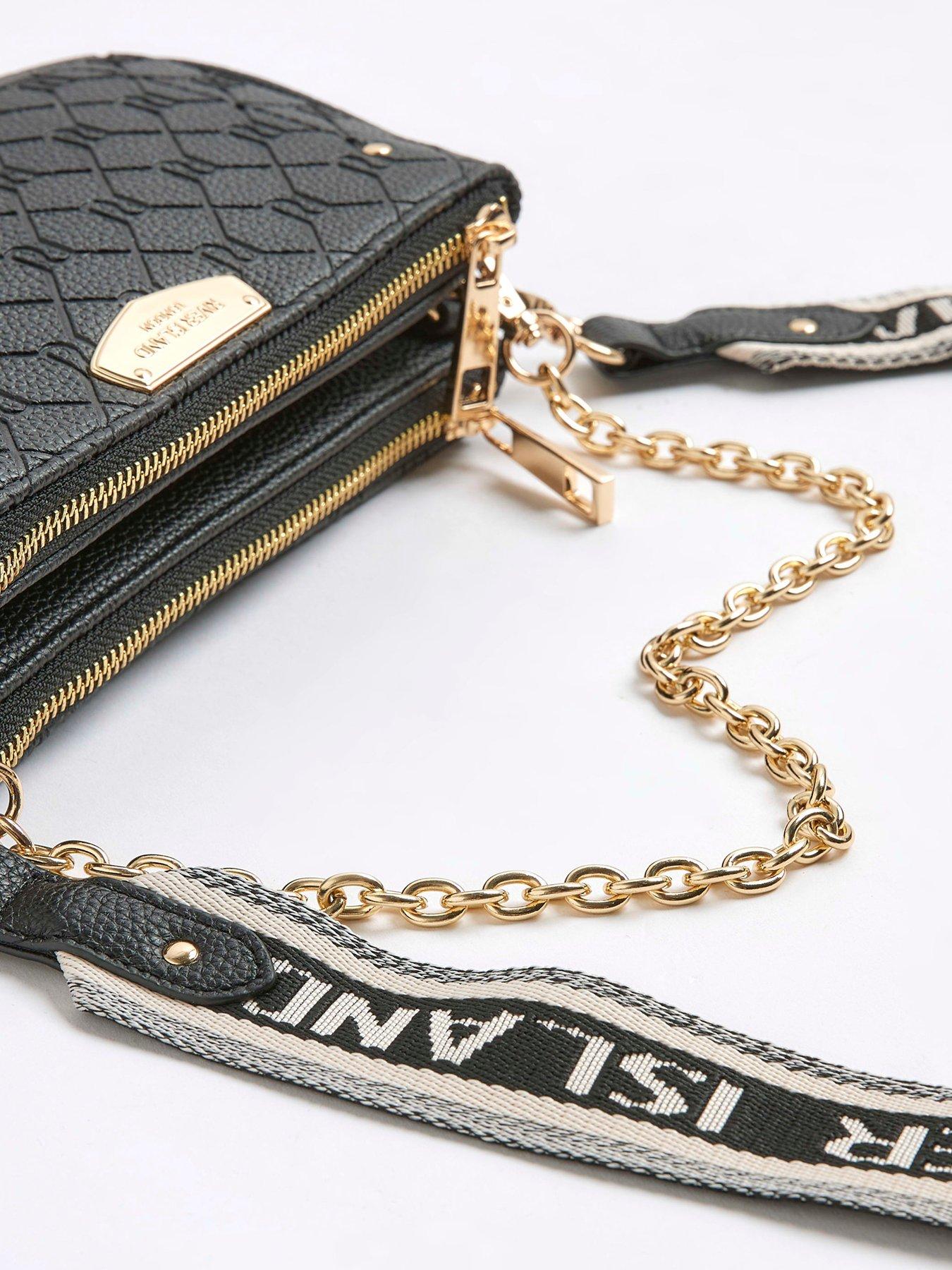 Image 5 of 6 of River Island Double Compartment Chain Crossbody Bag - Black