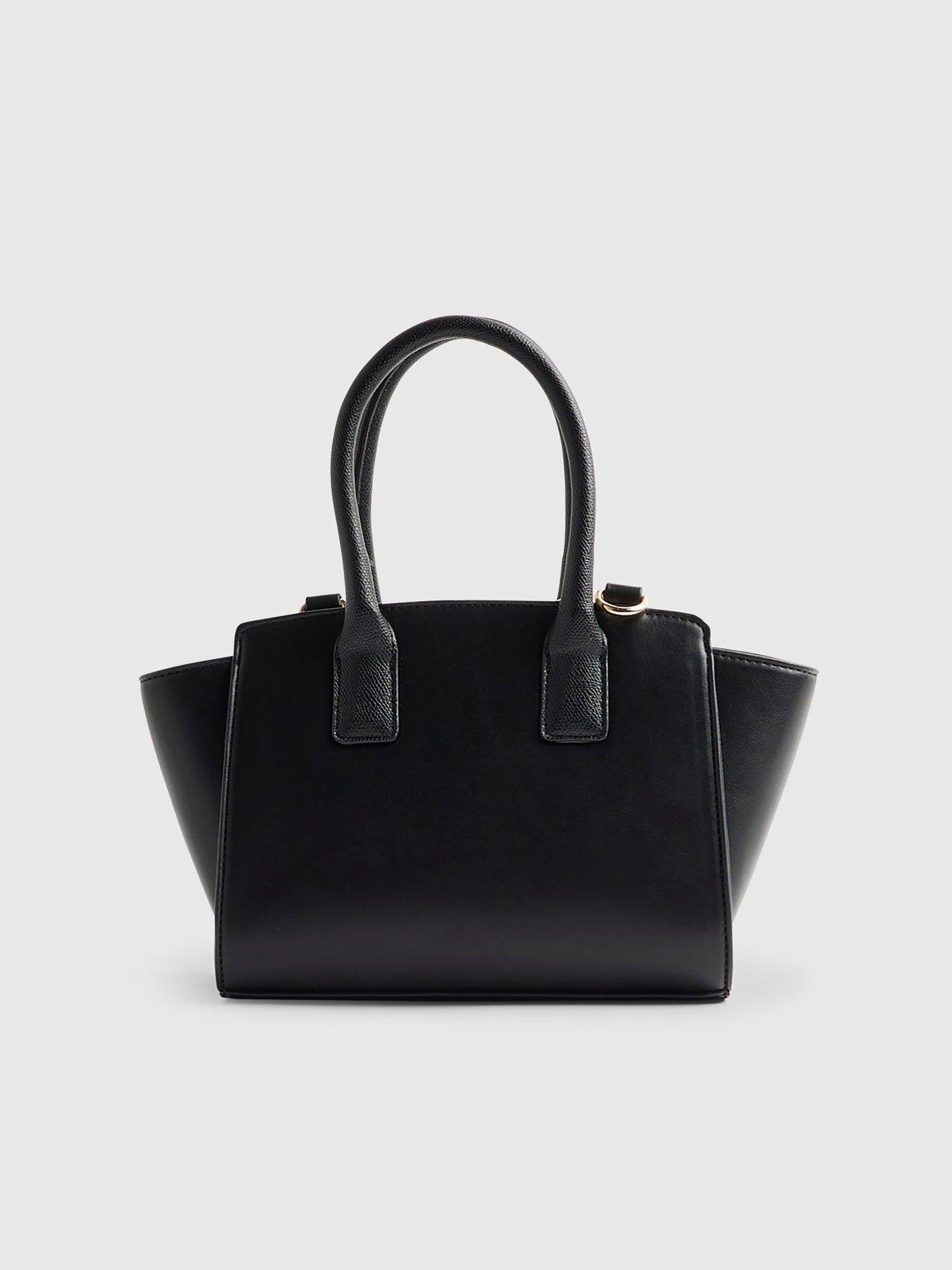Image 3 of 6 of River Island Small Winged Panelled Zip Tote Bag - Black