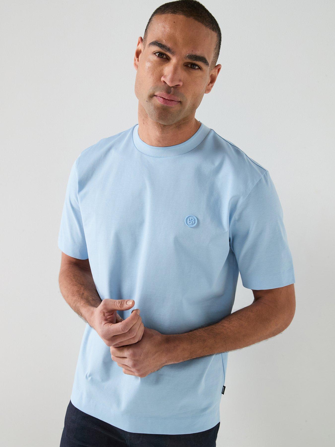 Image 1 of 4 of BOSS C-Tames 98 Relaxed Fit Bb Logo T-Shirt - Light Blue