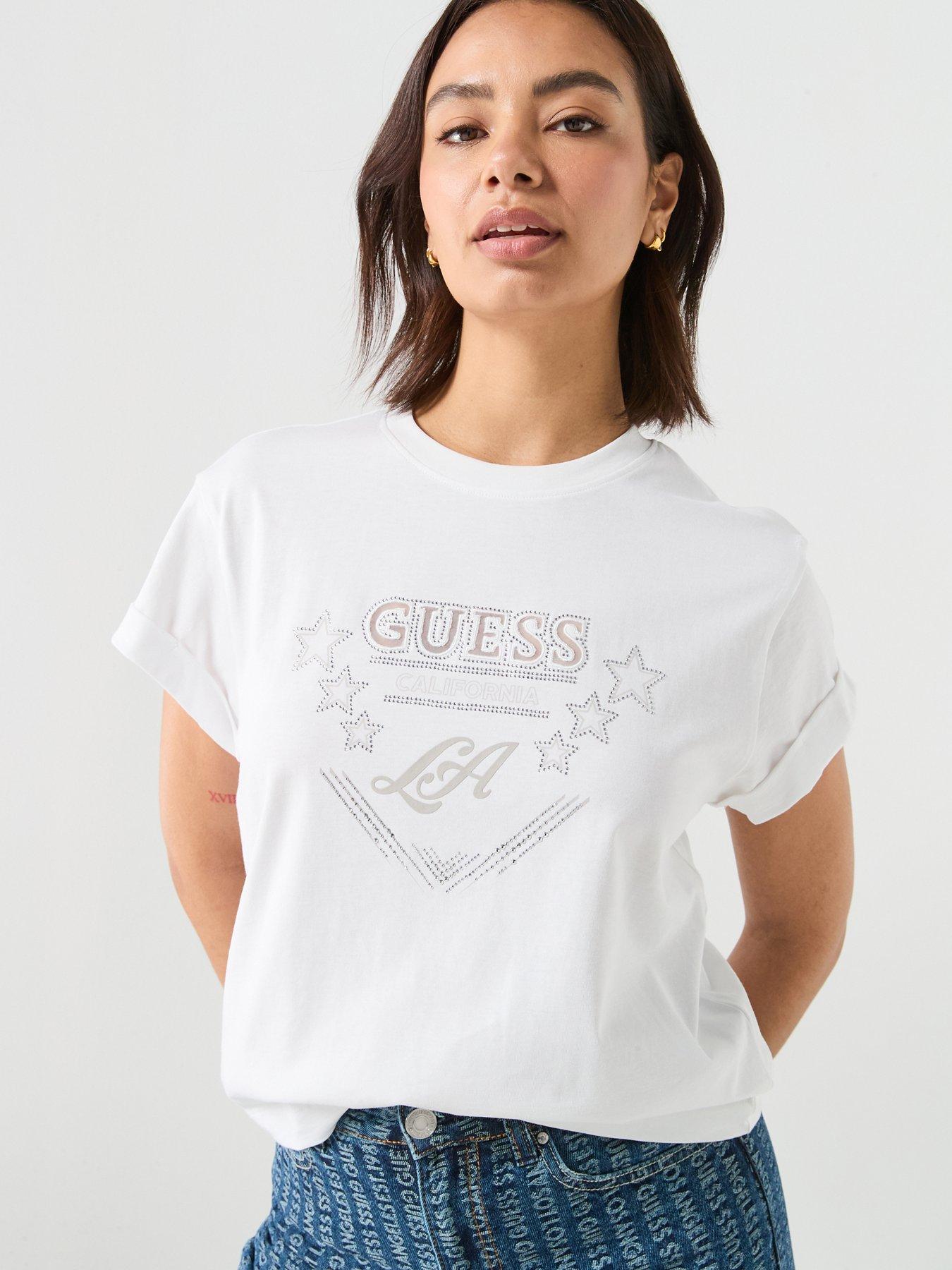 Guess Jeans Short Sleeve LA Stars T-Shirt - White
