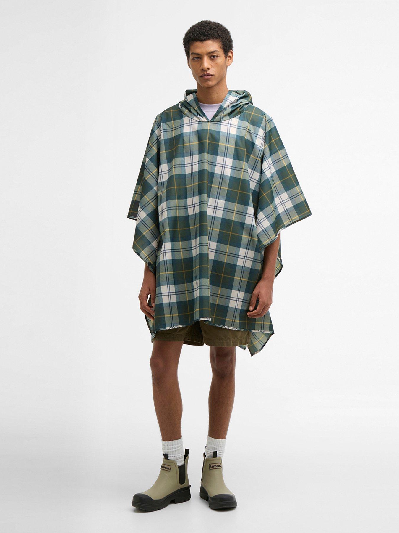 Barbour Tartan Showerproof Poncho Rain Jacket - Green