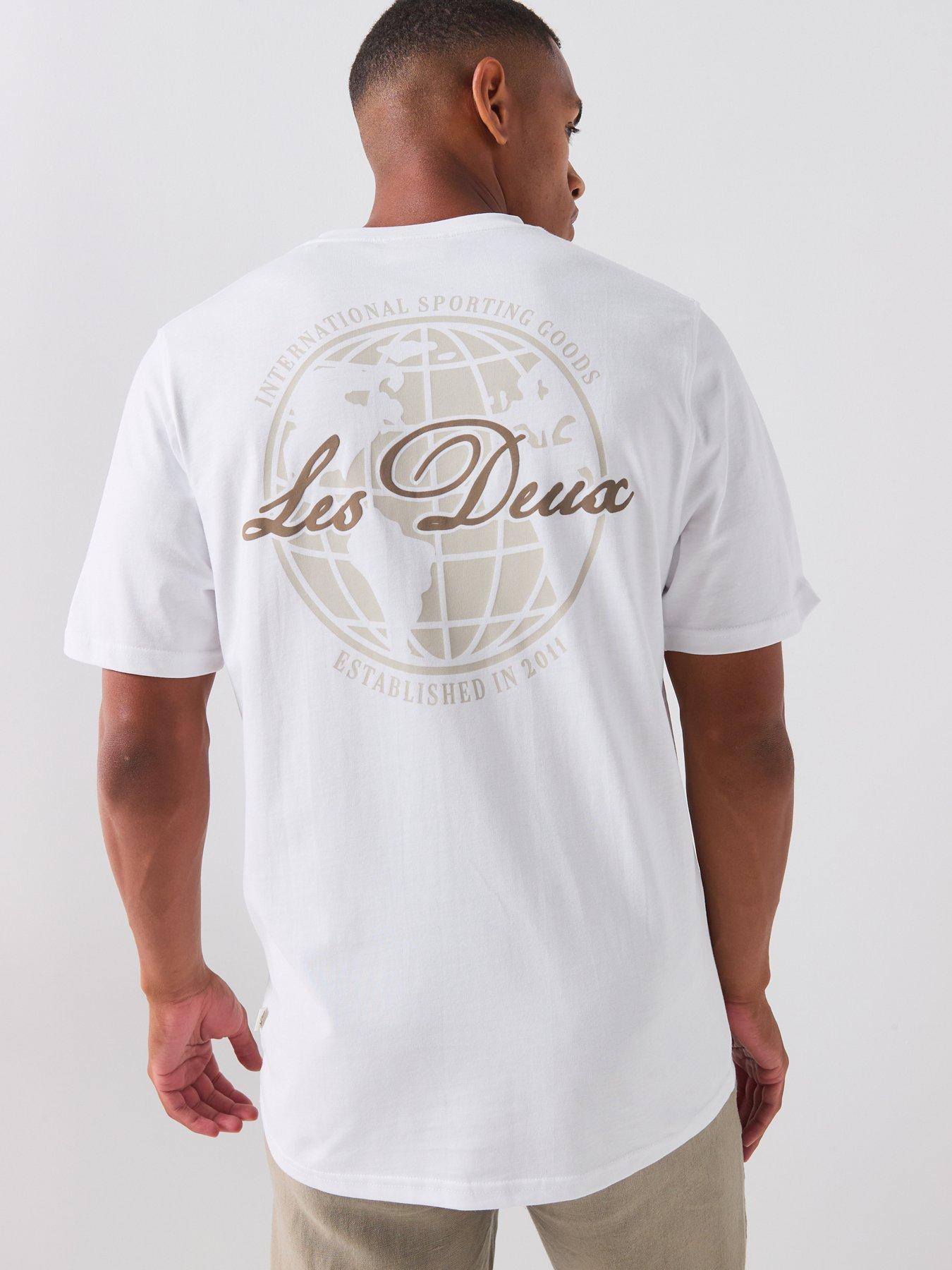 Les Deux Ben Globe T-Shirt, White, Size S, Men