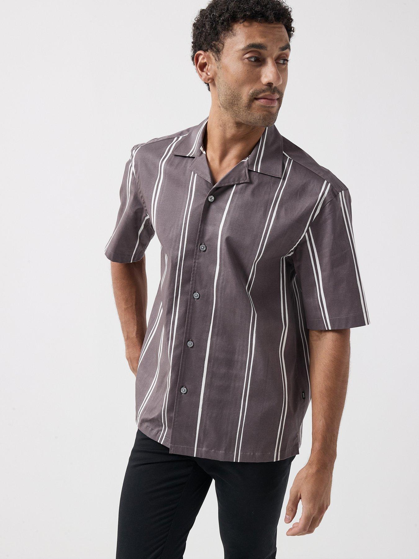 BOSS C-Lars City Stripe Revere Collar Shirt - Purple