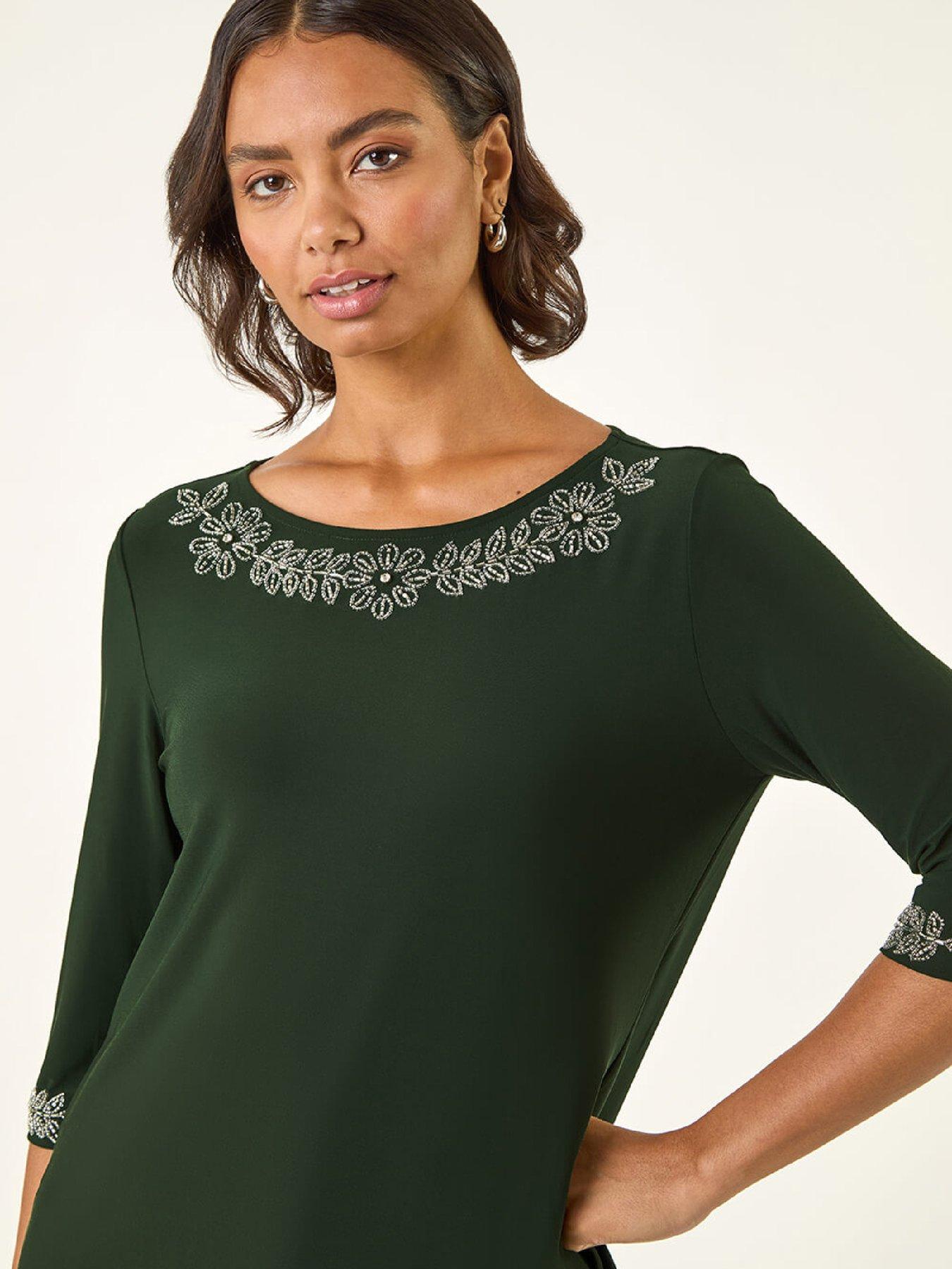 Image 4 of 6 of Roman Embellished Stretch Tunic Top