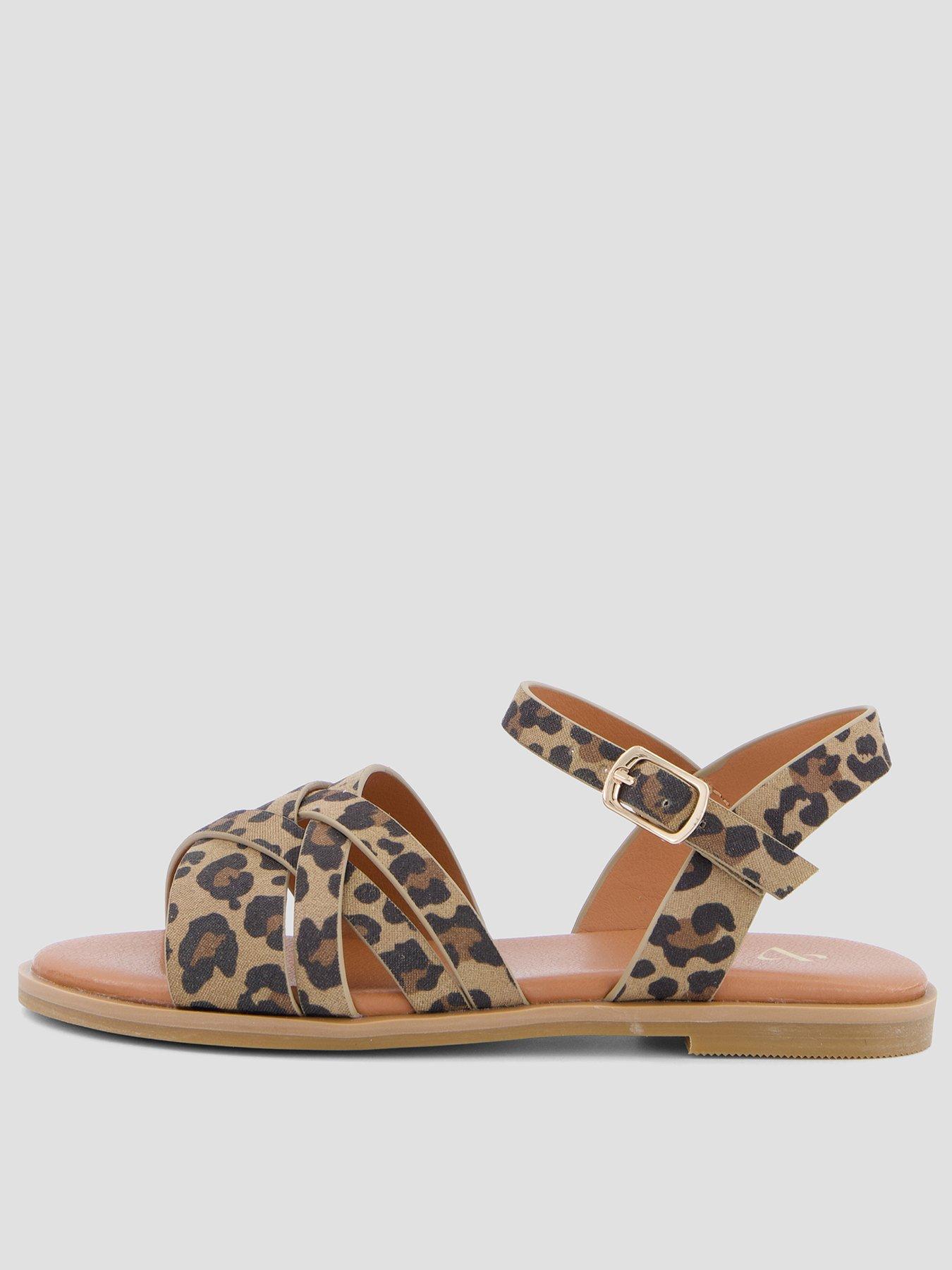 The Very Collection Leopard Multi Cross-Strap Sandals - Brown