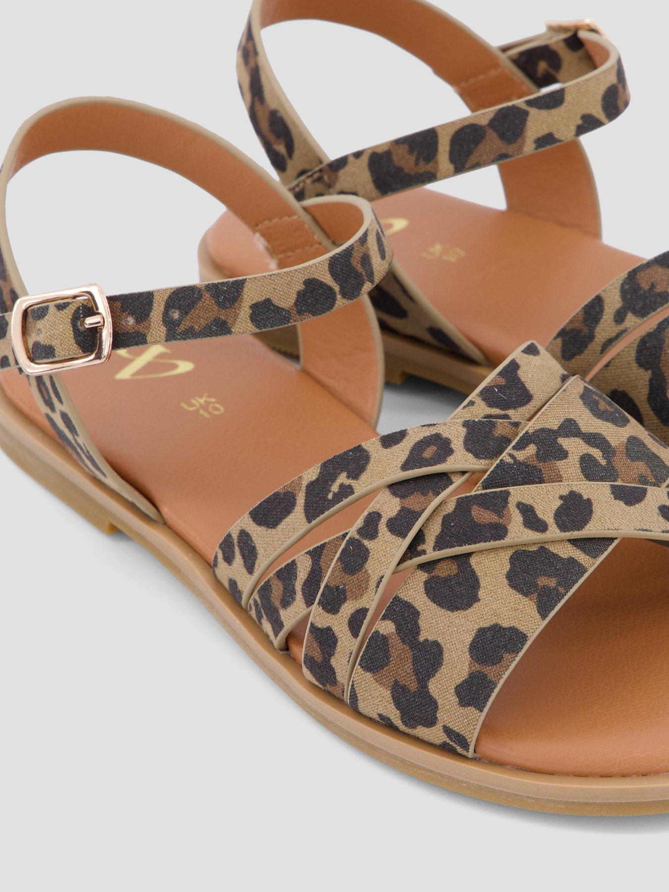 Image 5 of 7 of The Very Collection Leopard Multi Cross-Strap Sandals - Brown