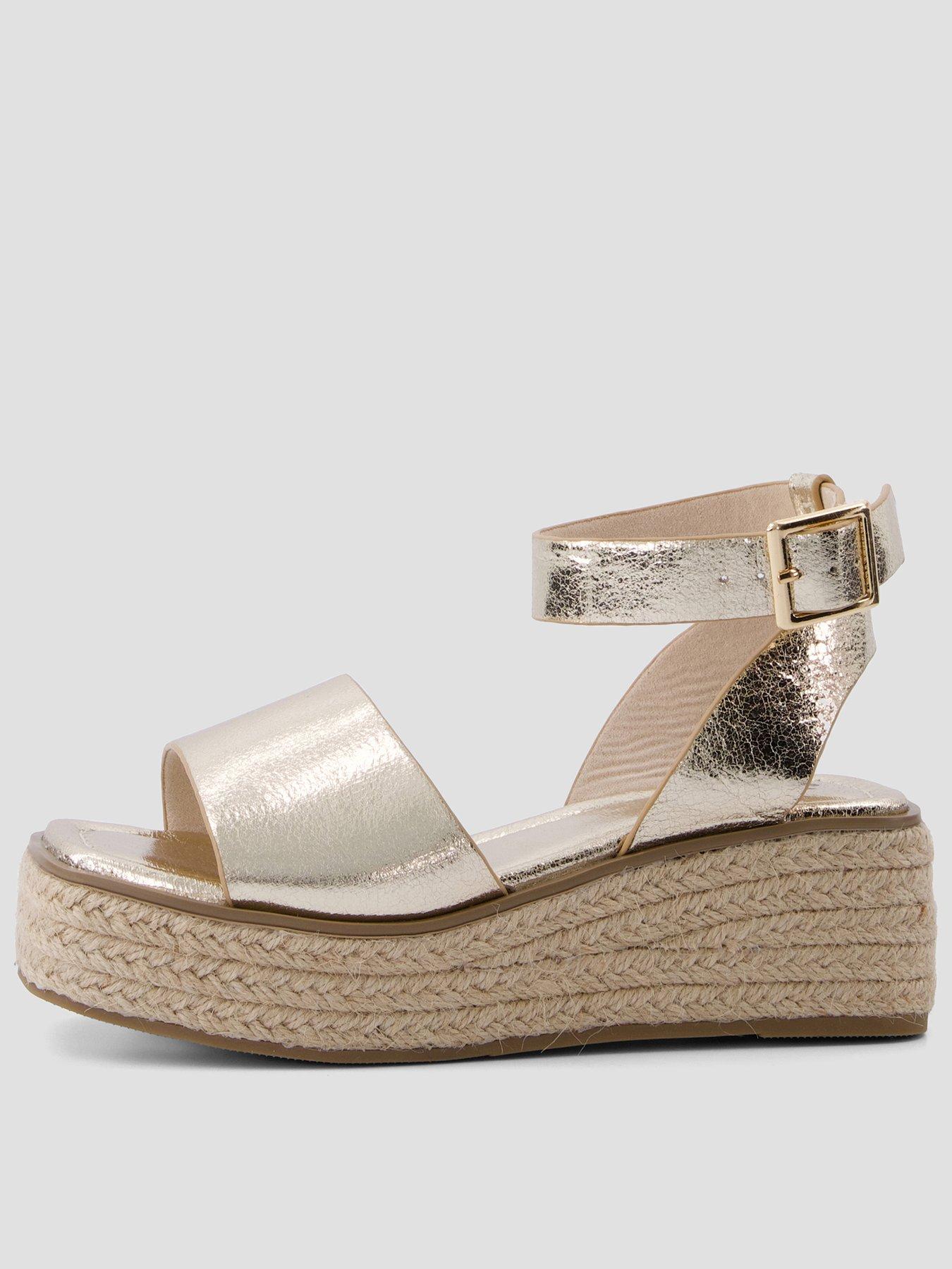 The Very Collection Wedge Espadrille Sandals - Gold