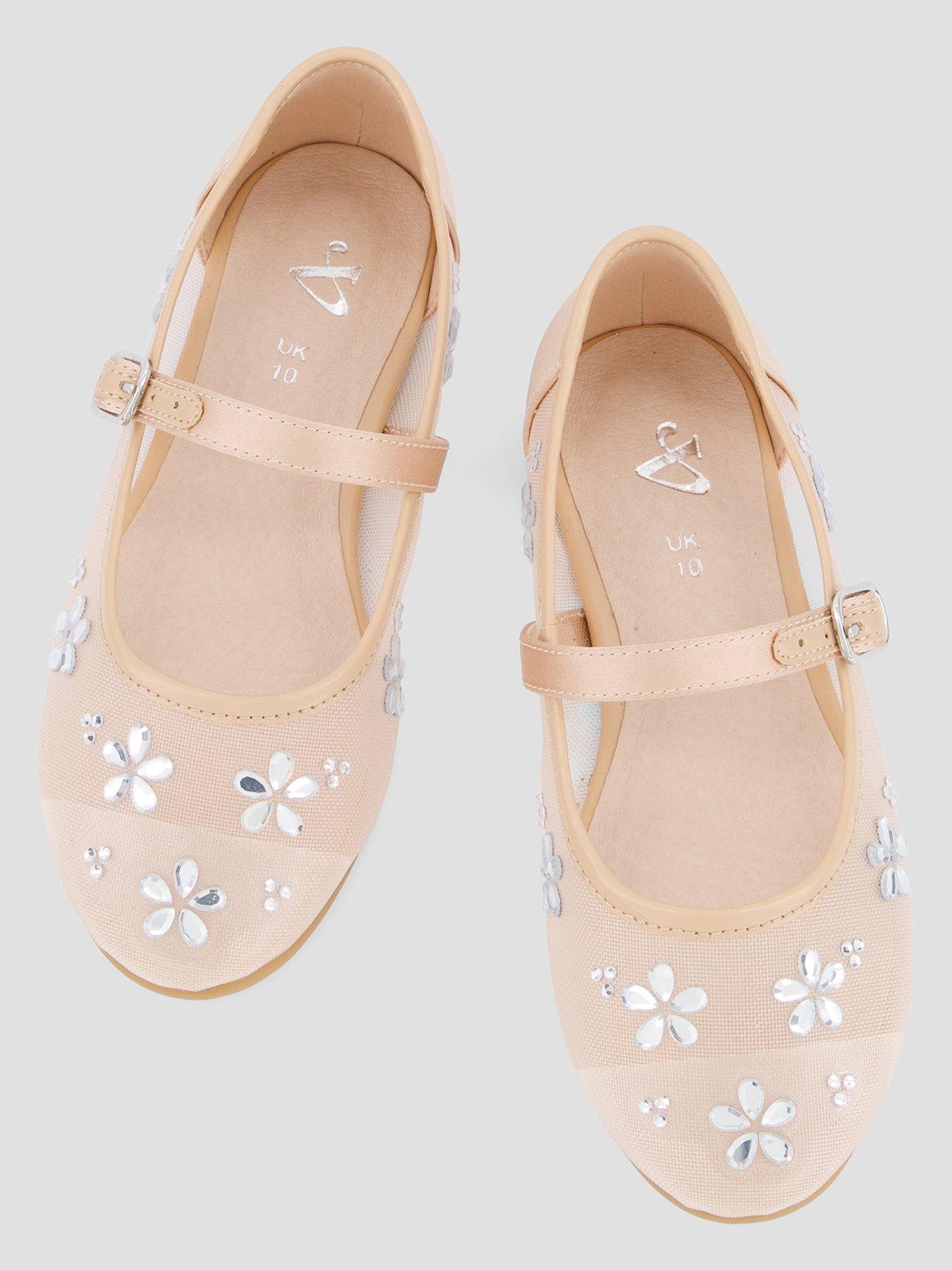 Image 3 of 7 of The Very Collection Occasion Gem Embellished Mesh Ballet Flats - Cream