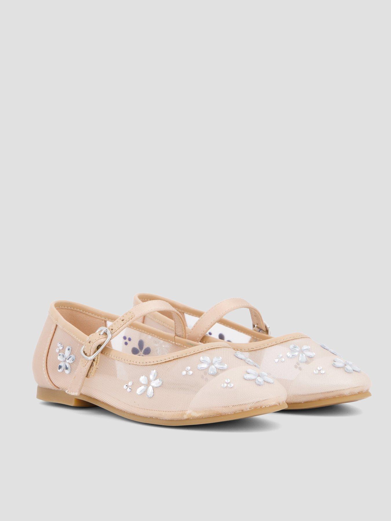 Image 6 of 7 of The Very Collection Occasion Gem Embellished Mesh Ballet Flats - Cream