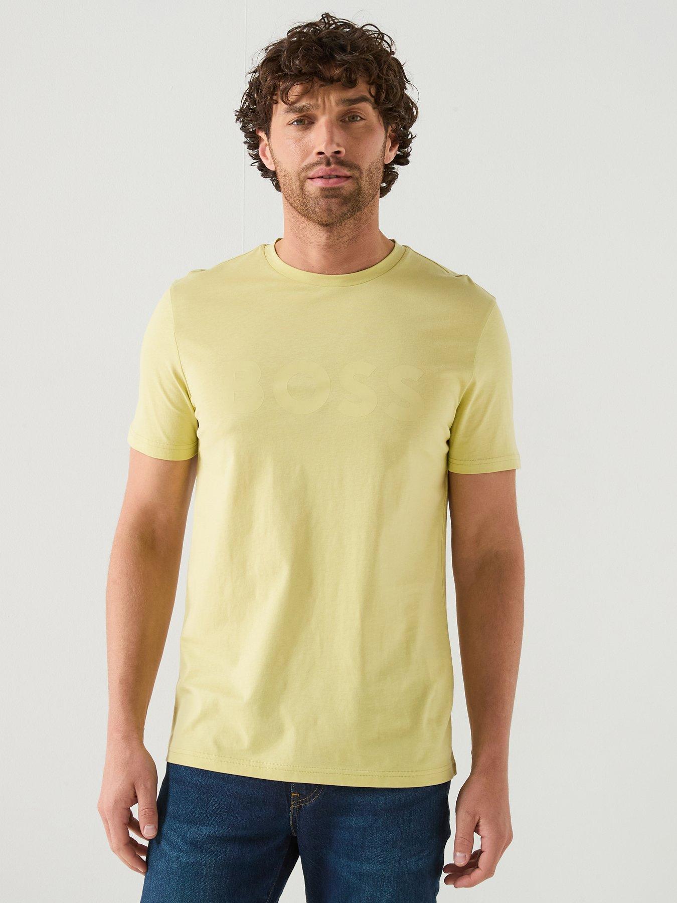 Boss Thinking 1 Regular Fit Large Logo T-Shirt - Yellow