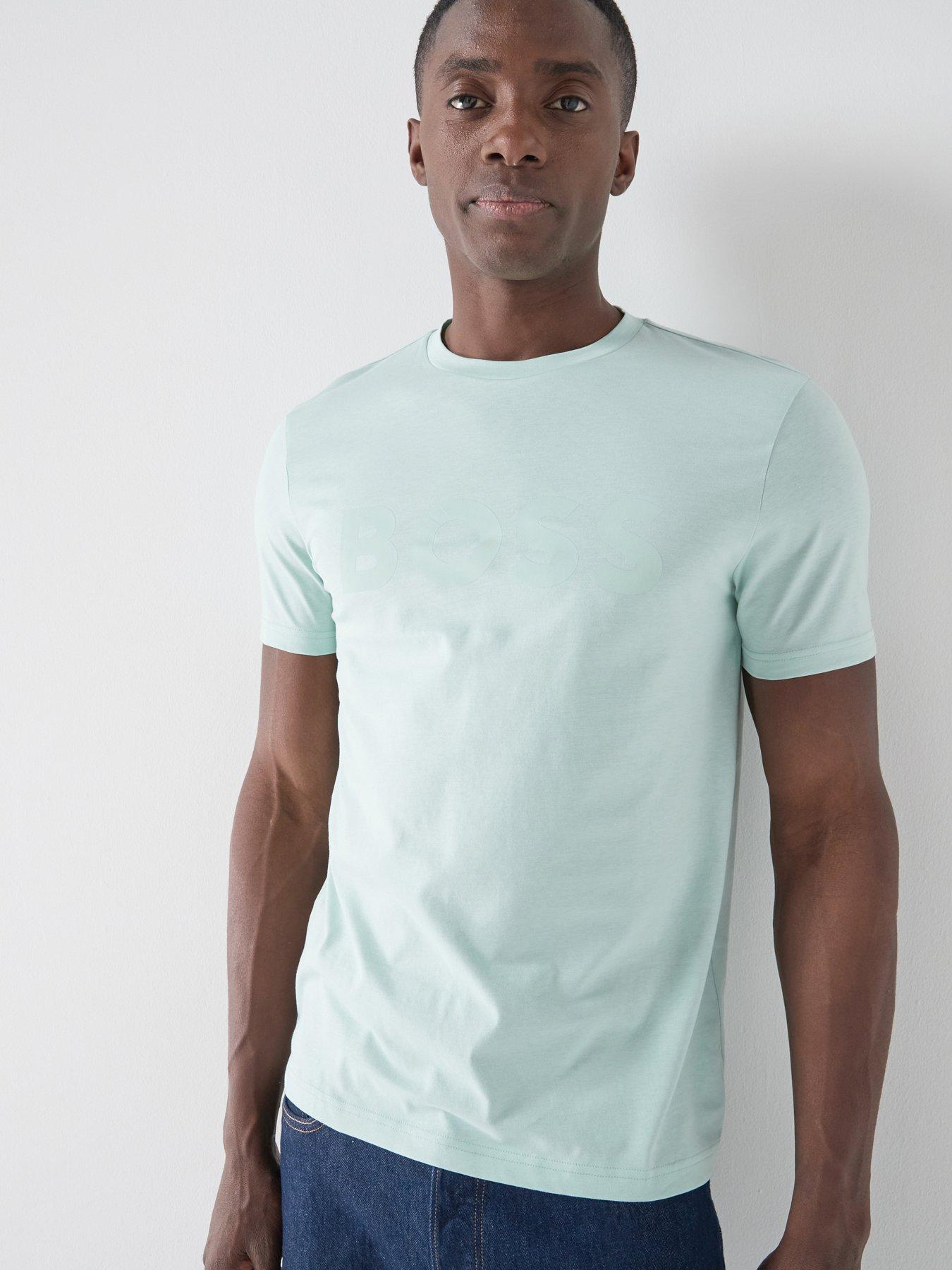 BOSS Large Logo T-Shirt, Light Blue, Size L, Men