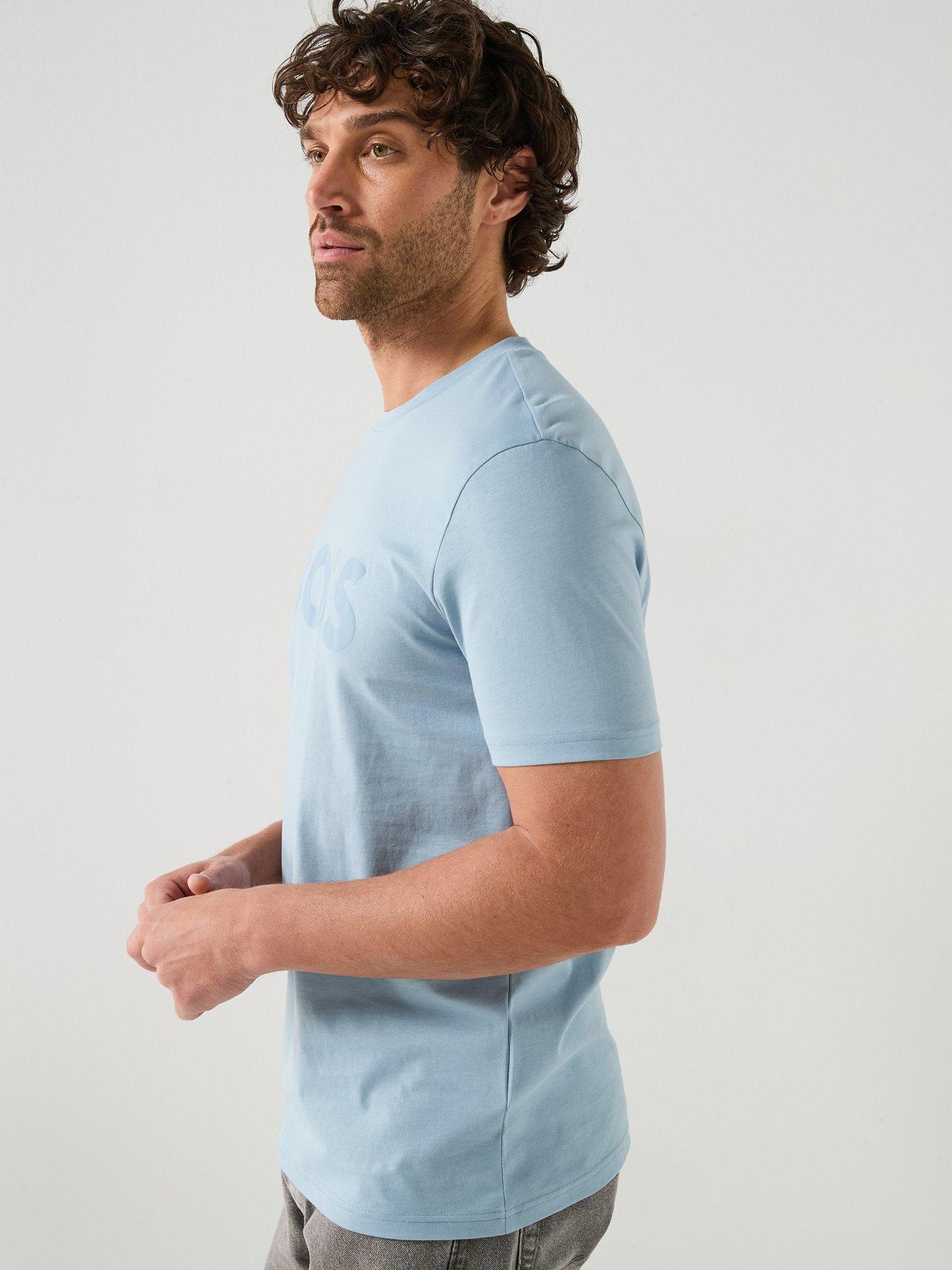 Image 5 of 6 of BOSS Thinking 1 Regular Fit Large Logo T-Shirt - Light Blue