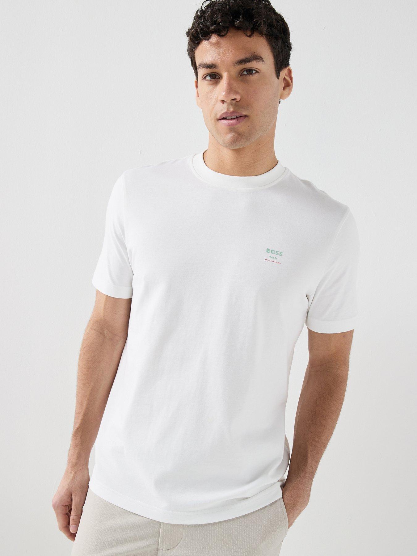 Boss Men's White Back Graphic T-Shirt Medium - Image 4