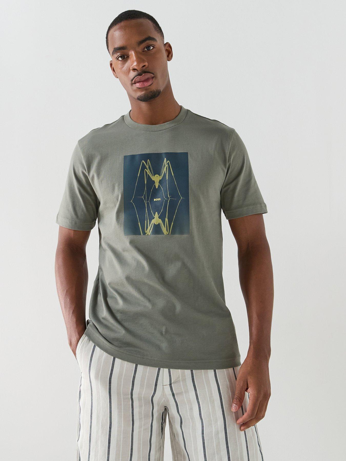 BOSS Creature Graphic Relaxed Fit T-Shirt, Dark Khaki, Size L, Men