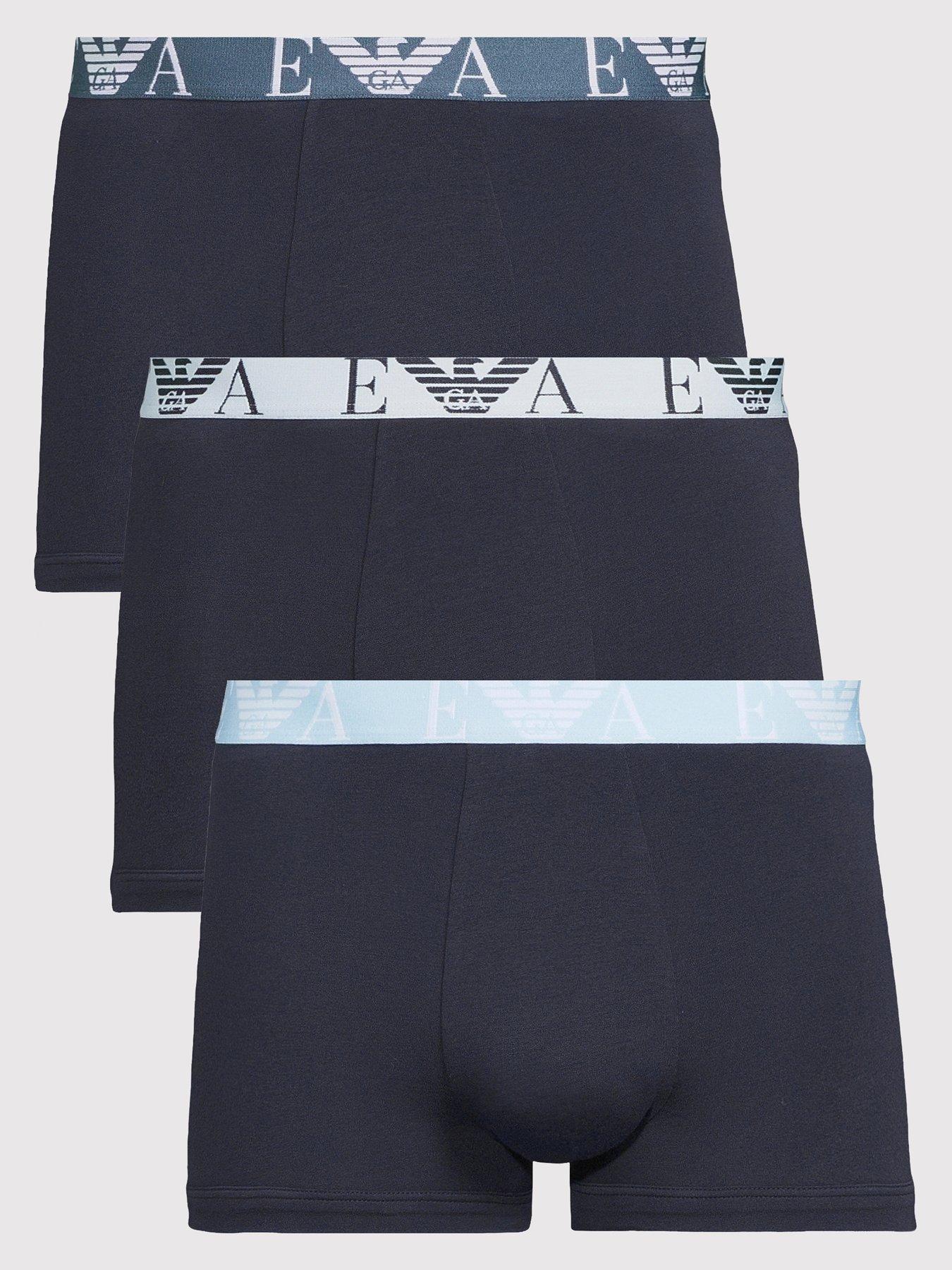 Emporio Armani Bodywear Bold Monogram 3 Pack Trunks - Dark Blue