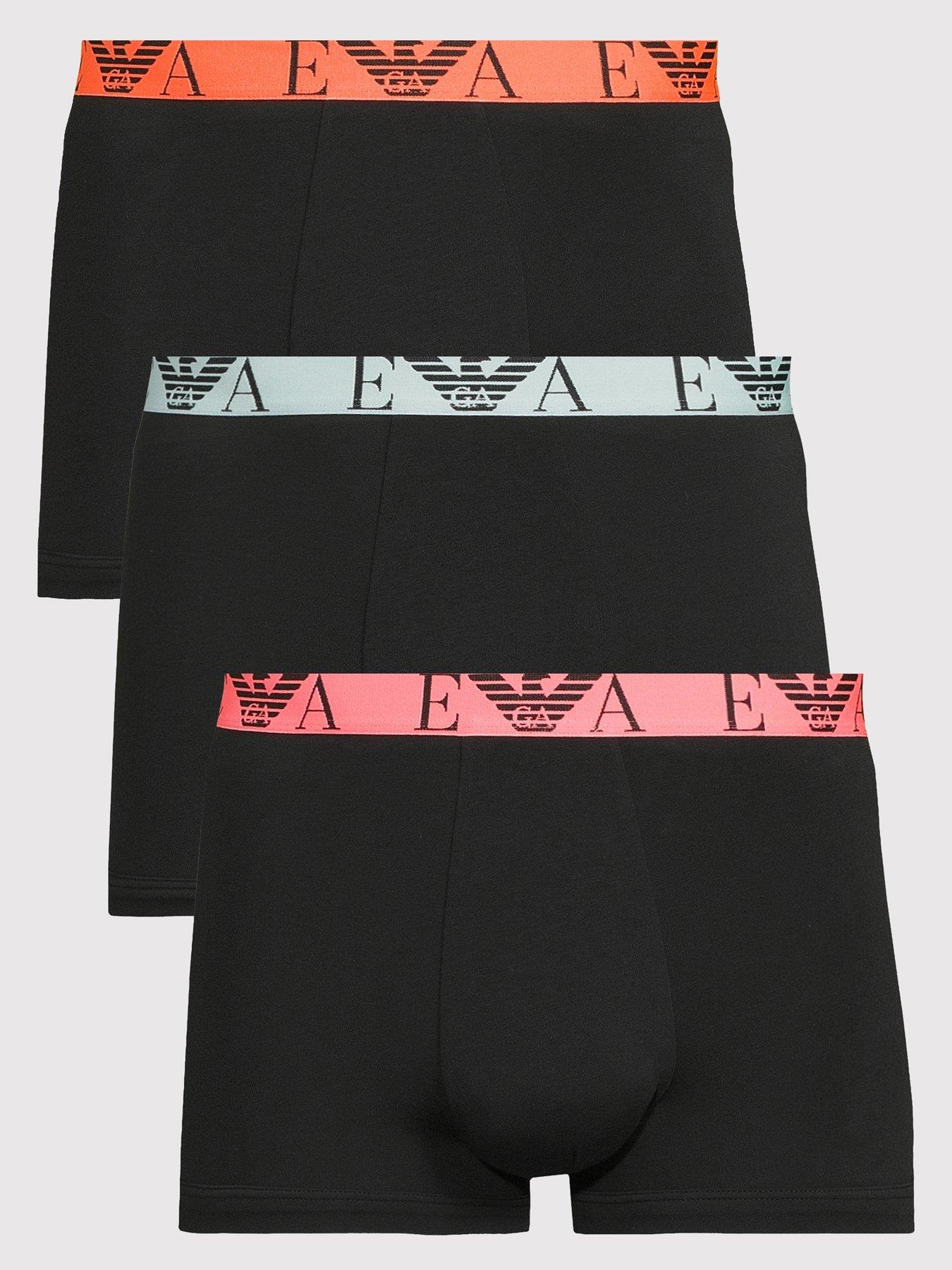 Image 1 of 4 of Emporio Armani Bodywear Bold Monogram 3 Pack Trunks - Black